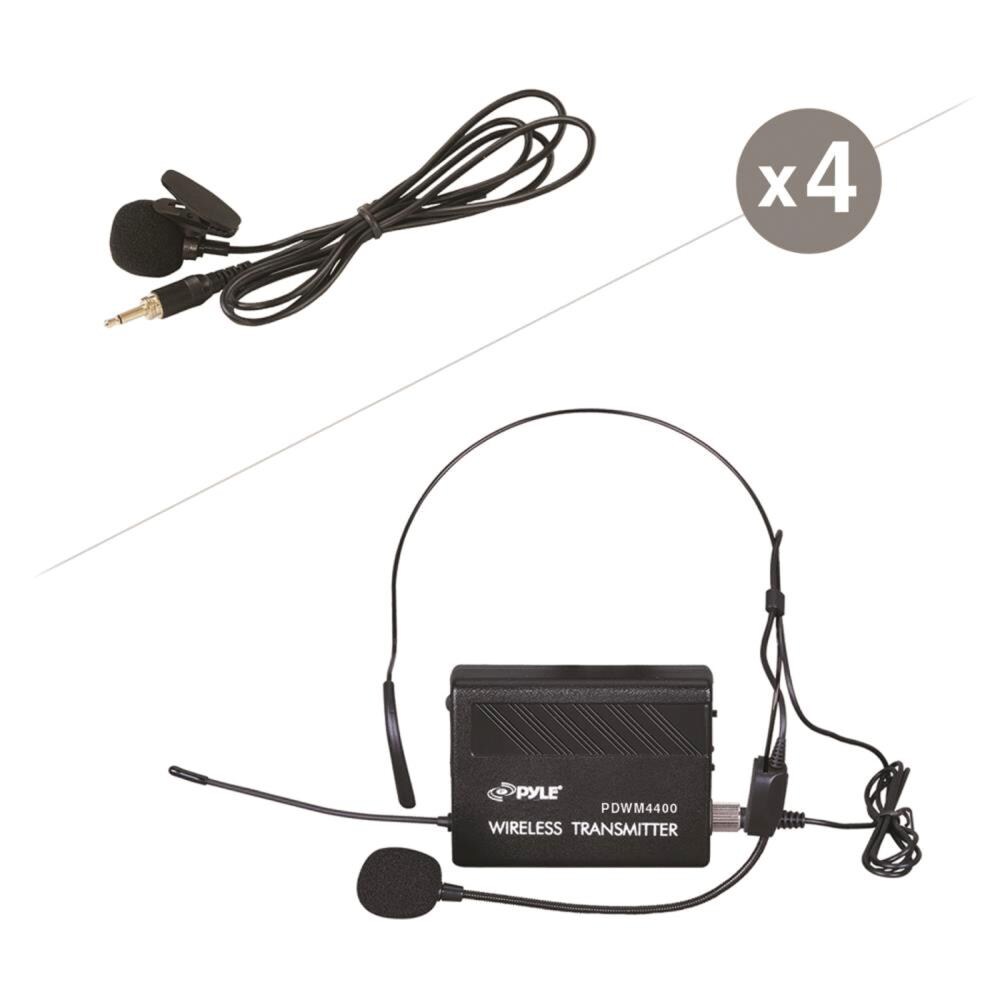 Pyle Pro 4 Microphone VHF Wireless Lavalier Headset System at