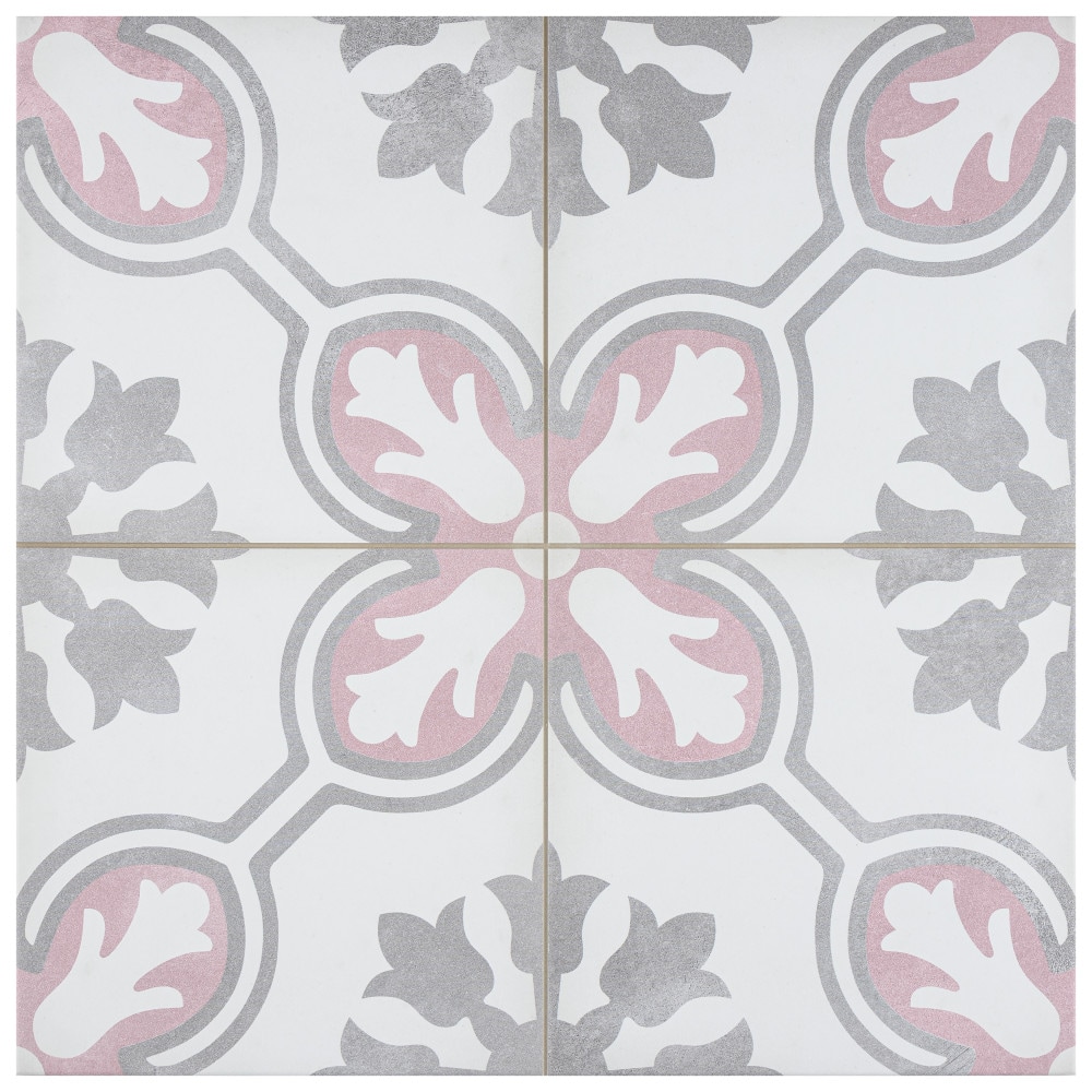 Affinity Tile S1FPE18AOPK (Sample) Amberely Orchid Pink 9-in x 9-in Matte Porcelain Encaustic Tile