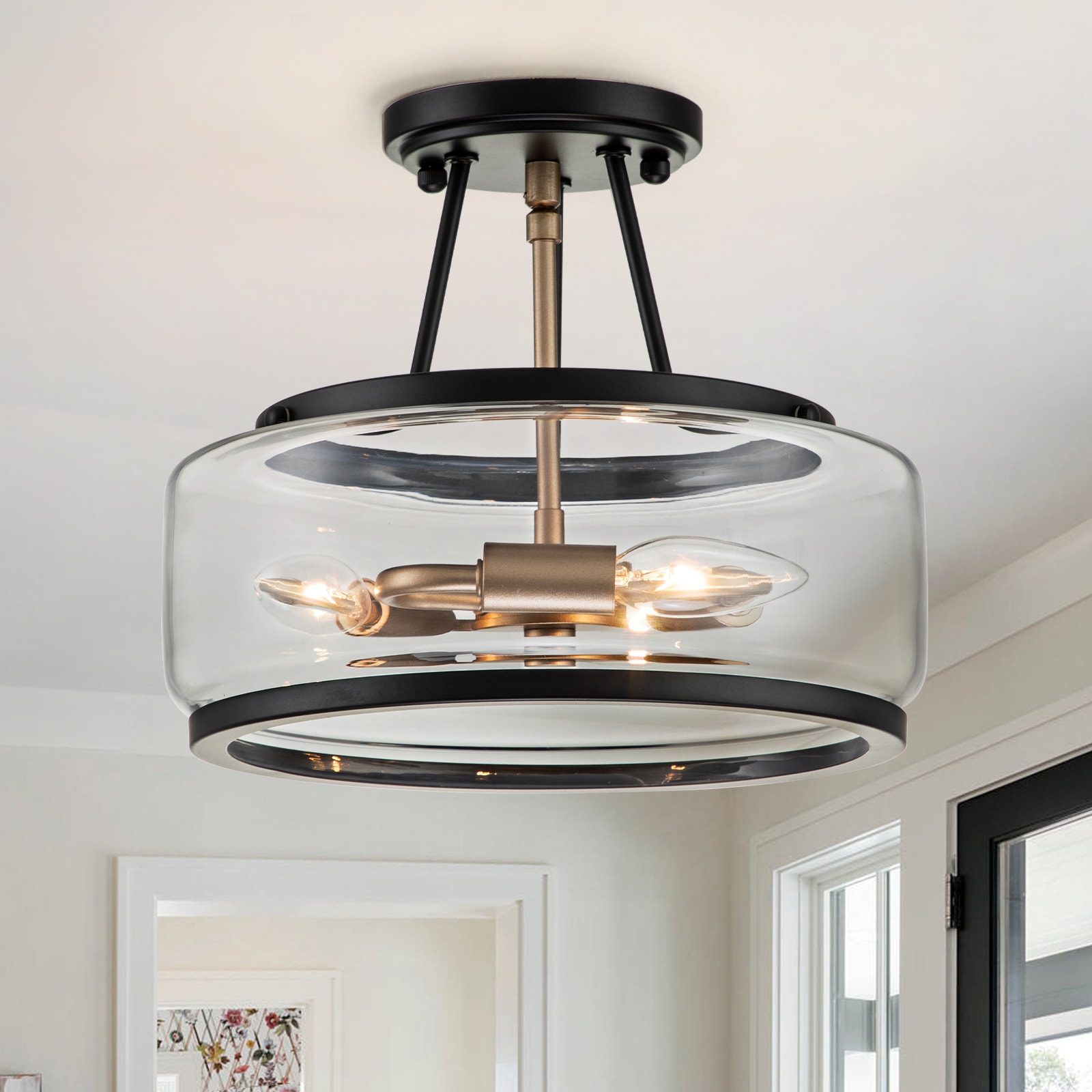 EDISLIVE Y81010000038058 3 -Light 12-in Black Flush Mount Light