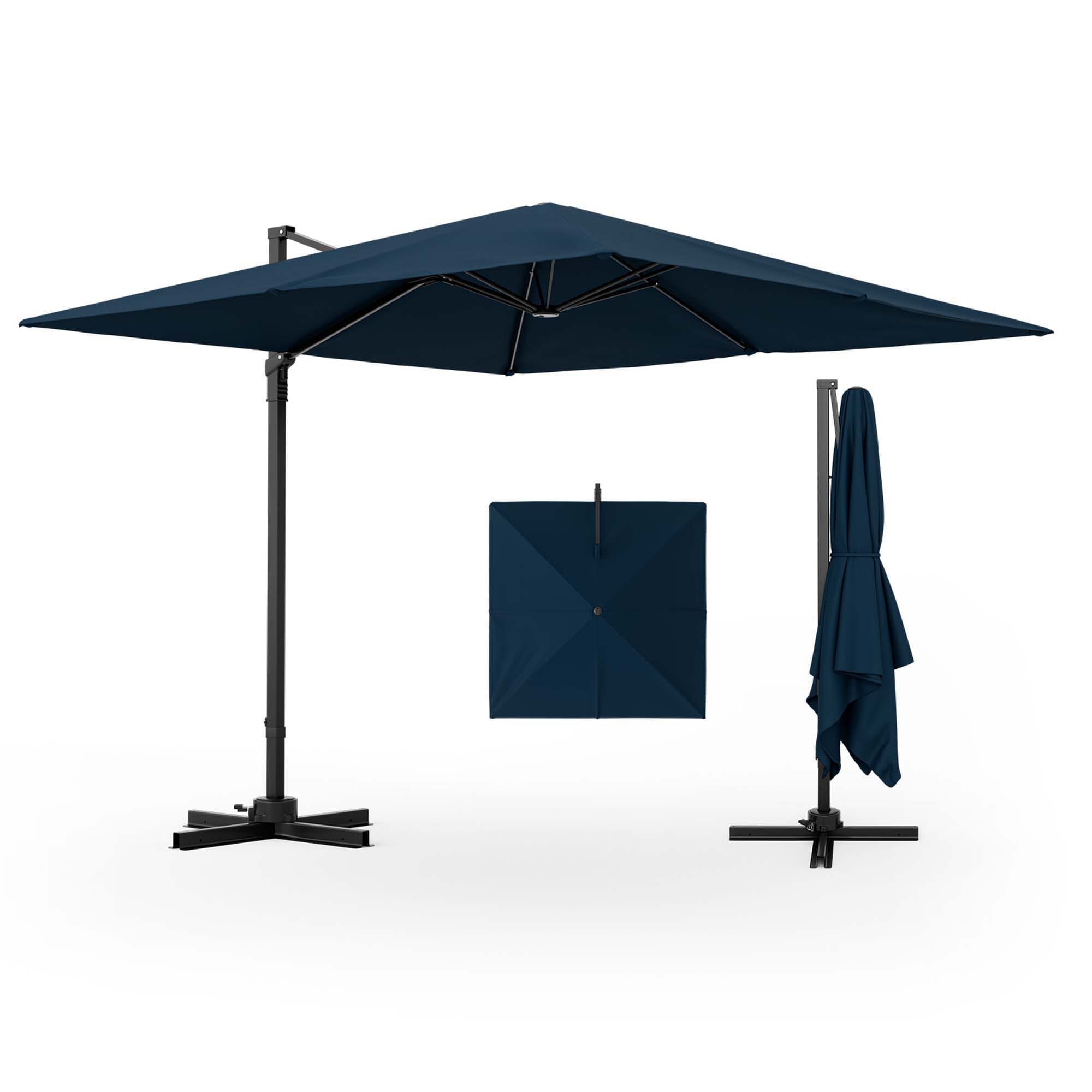 Costway NP10888NY 9.5-ft Aluminum Blue Offset Patio Umbrella
