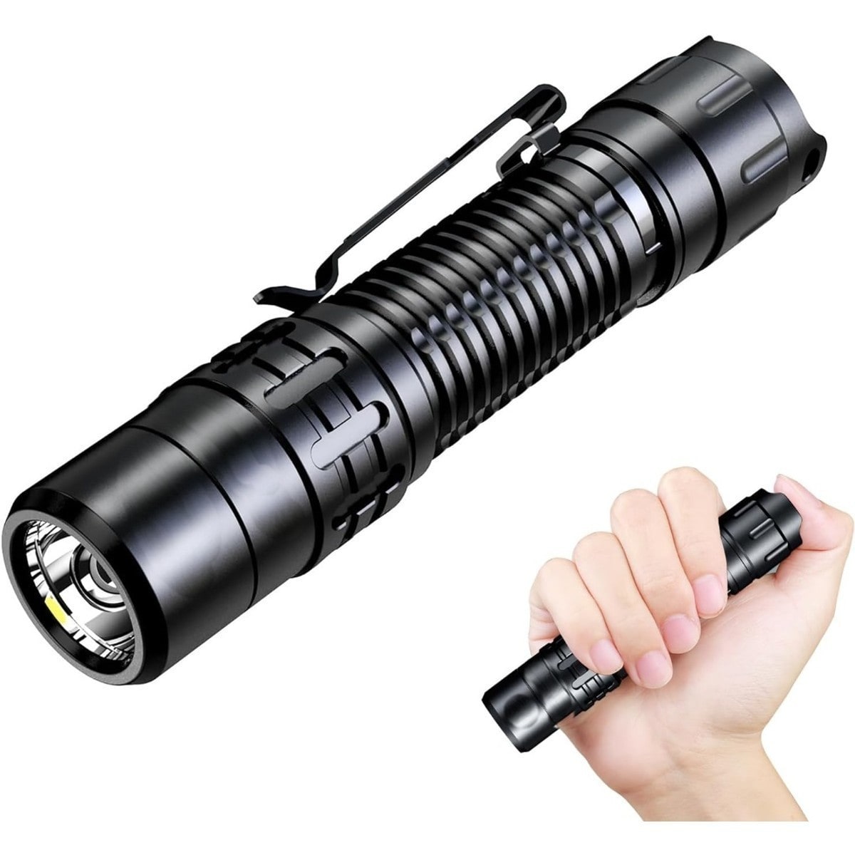 LIUSXAQI  2000 Lumens Rechargeable LED Tactical Flashlight with Type-C Charging IPX8 Waterproof Compact EDC for Outdoor and Indoor Use