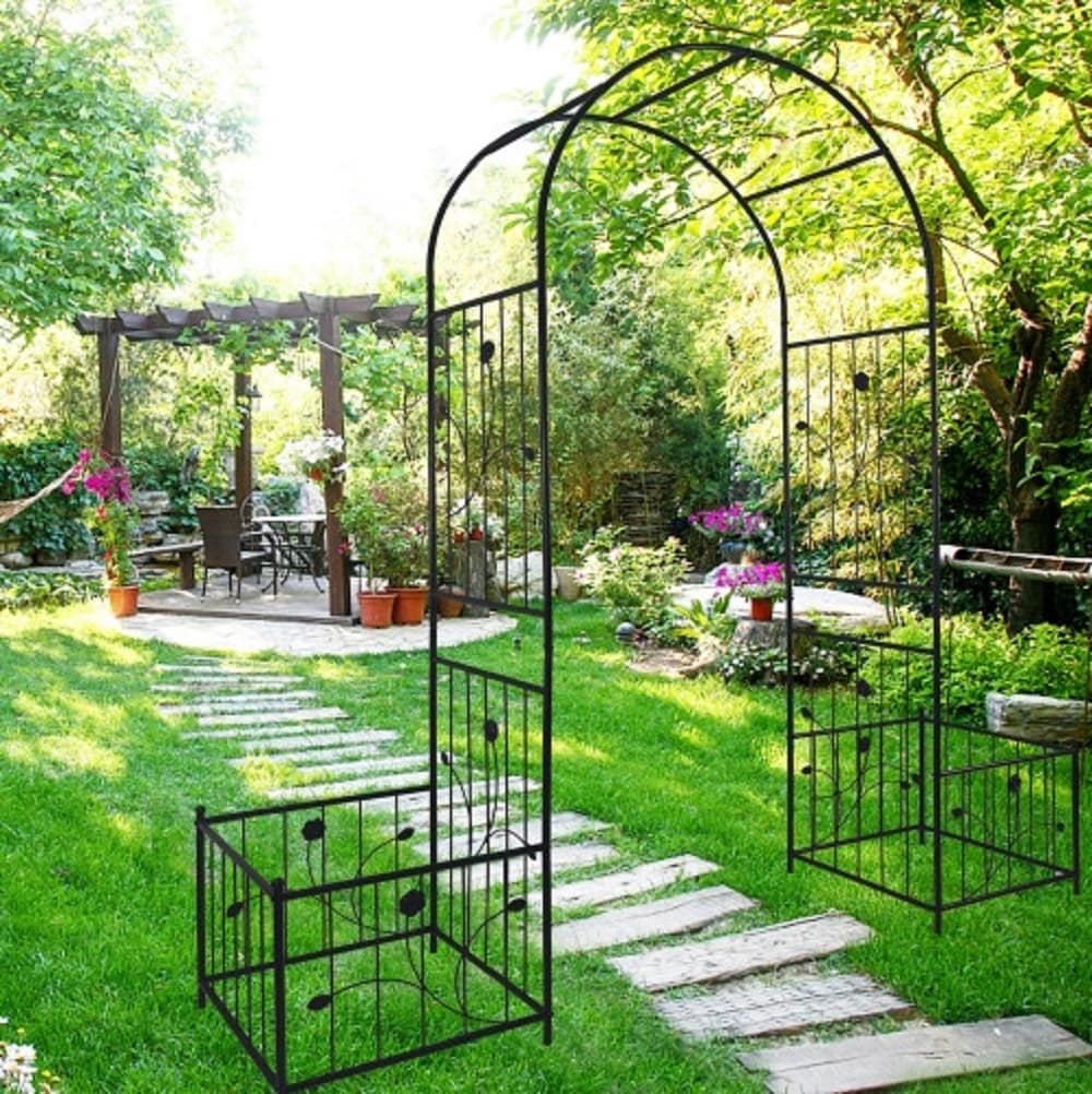 ZAKLOOP WU158681135 Garden 19.7-Inches W x 86.6-Inches H Black Iron Fence Garden Trellis For Climbing Plants For Cucumbers For Roses For Tomatoes