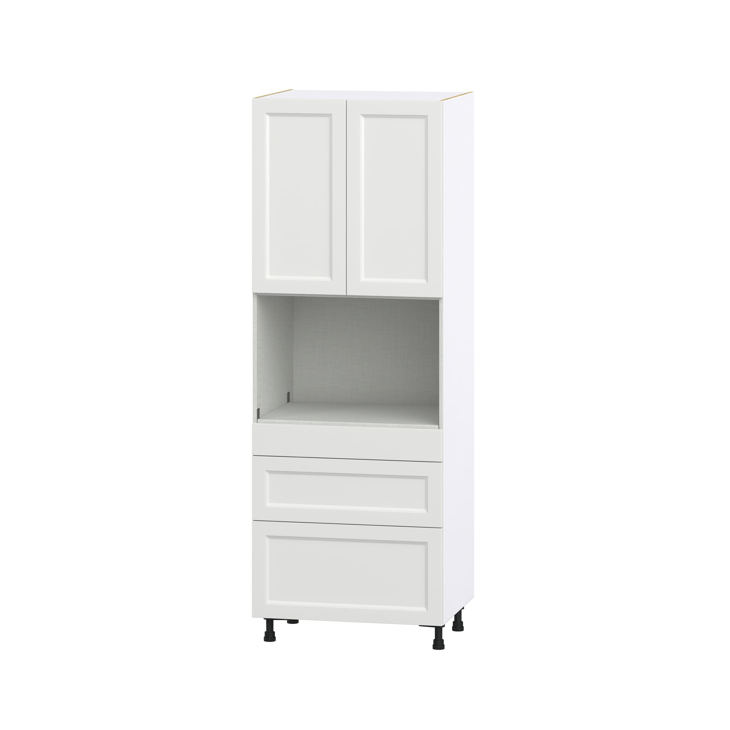 Hugo&Borg DSTM3D3084.5-RI Riviera 30-in W x 84.5-in H x 24-in D Bright White 3 -Drawers Microwave Base Fully assembled Cabinet (Recessed Panel Shaker)