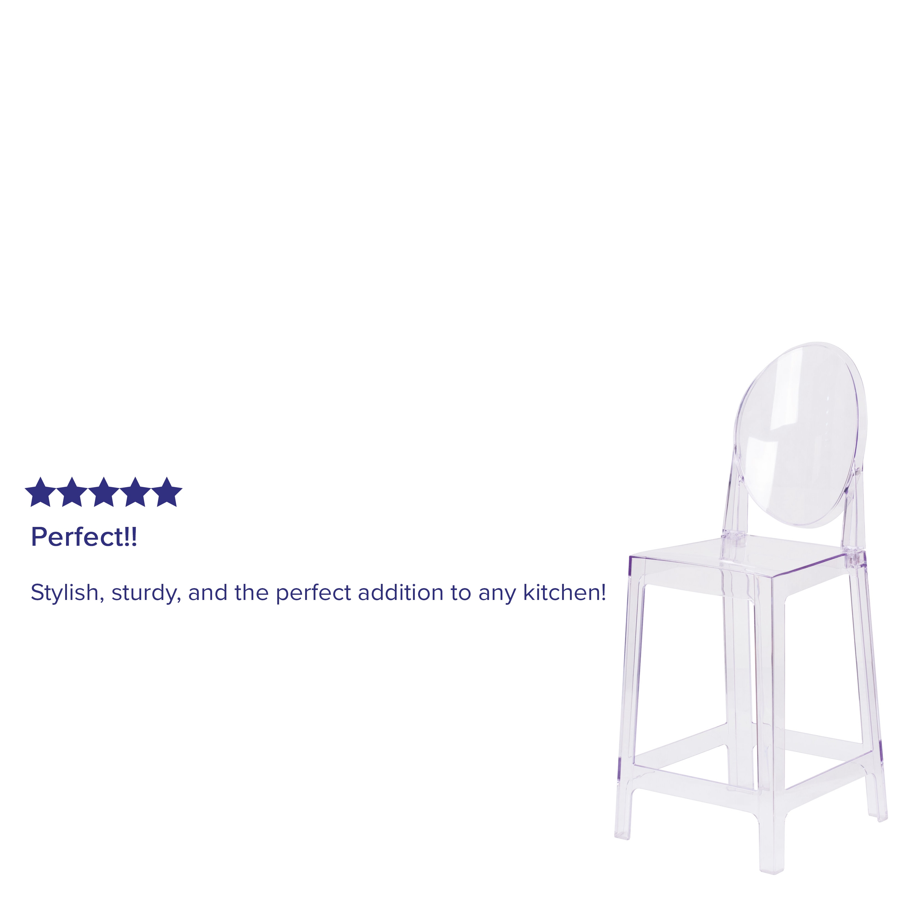 Transparent Crystal Oval Back Counter Stool