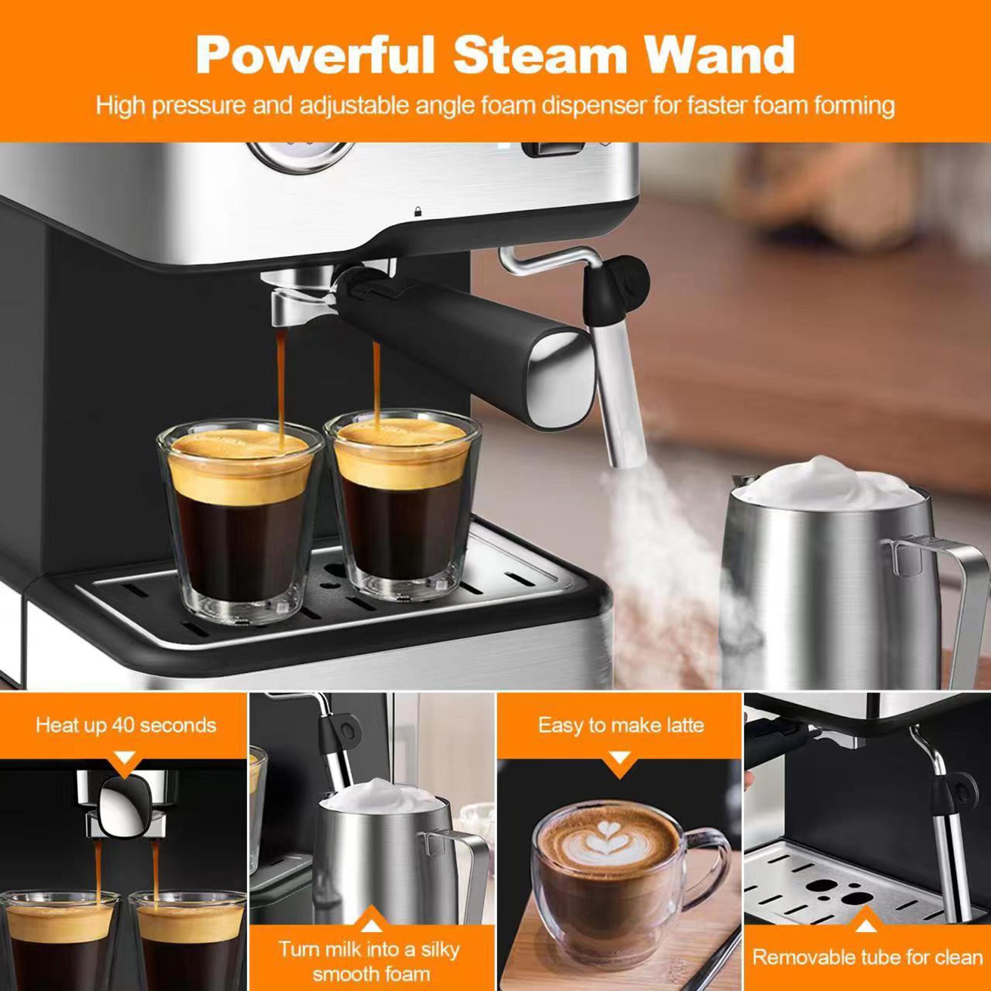 Mondawe Stainless Steel Automatic Espresso Machine in the Espresso Machines  department at