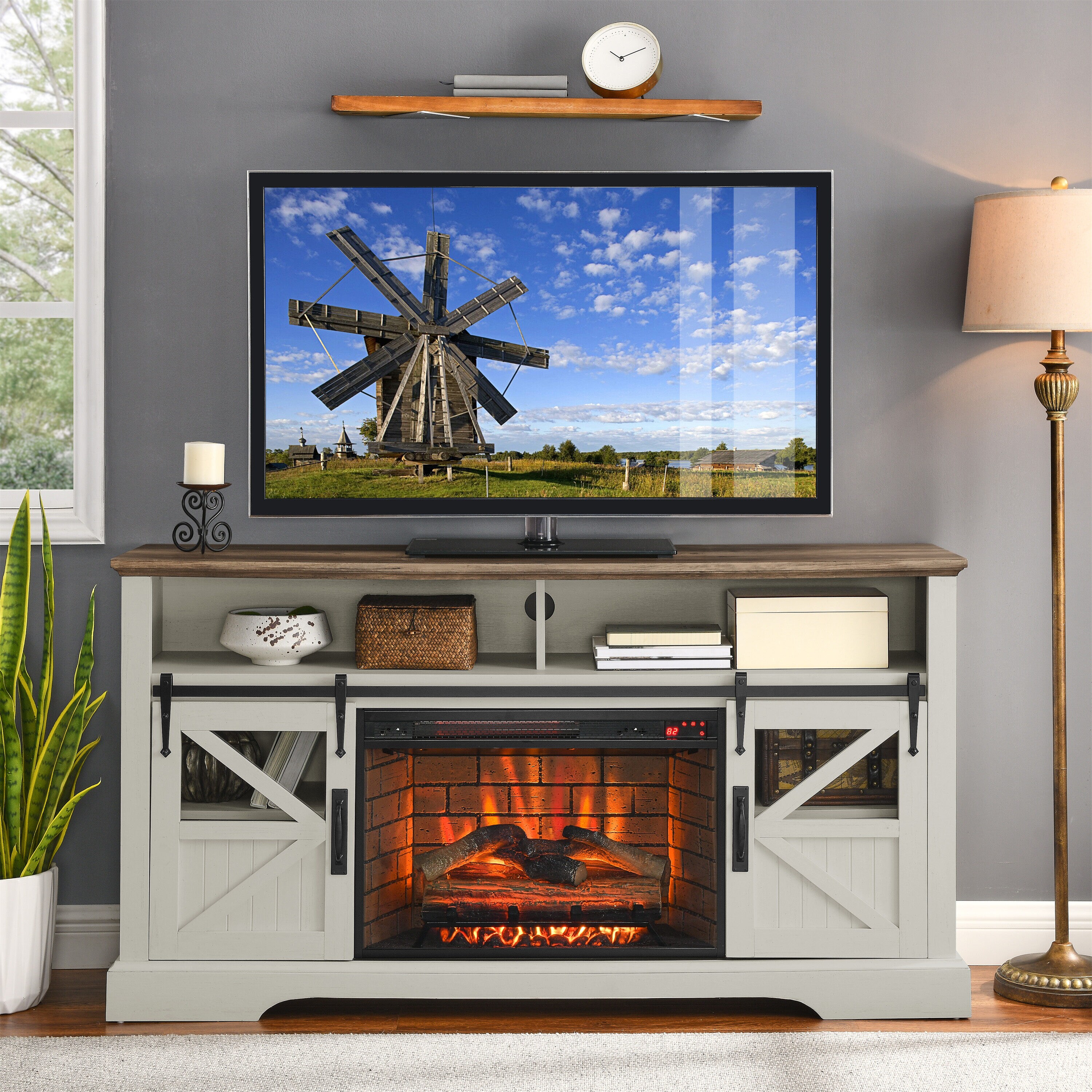 Lowes fireplace online heater tv stand