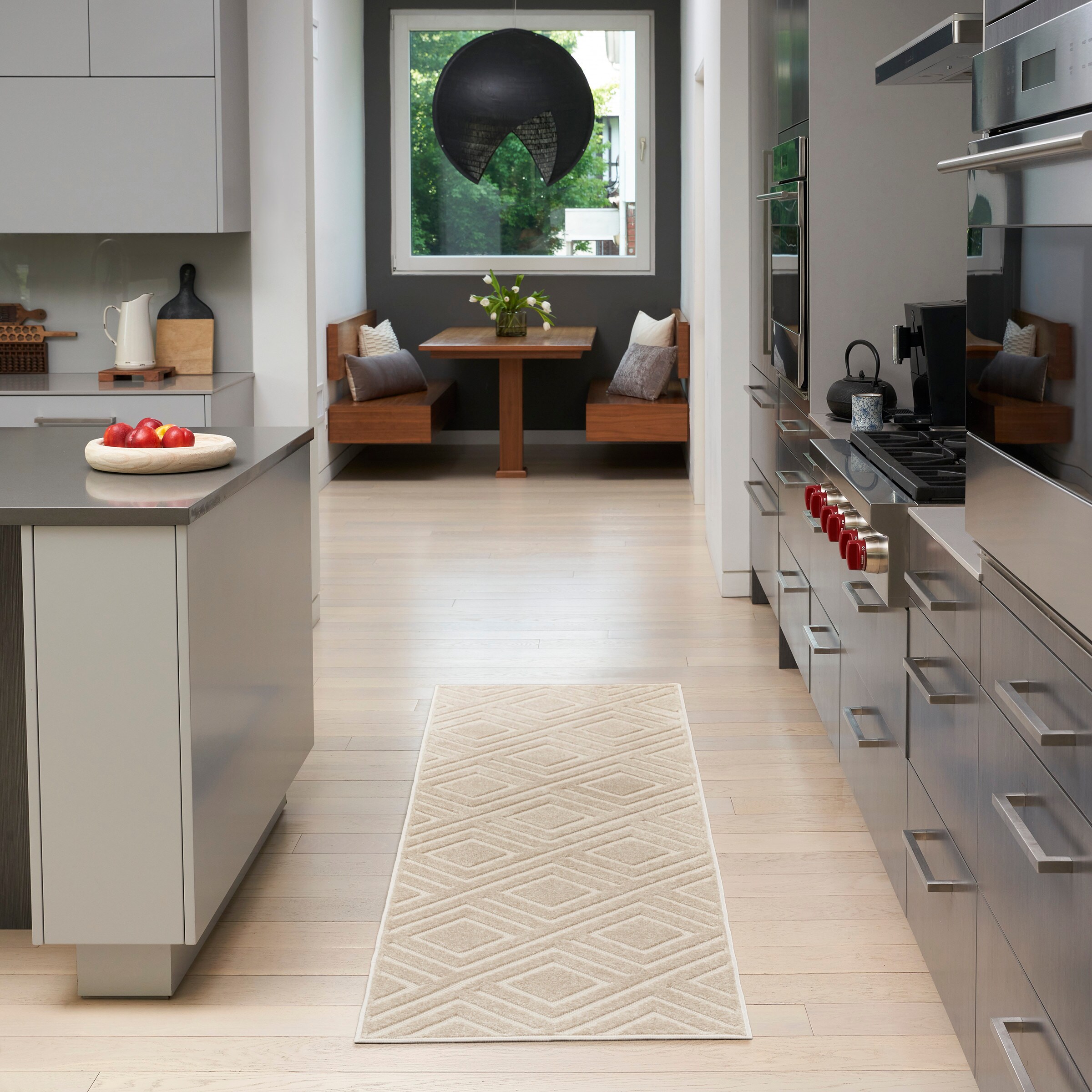 Nourison Home 099446983909 Casual 2 x 6 (ft) Polypropylene Beige Rectangular Indoor Geometric Runner rug