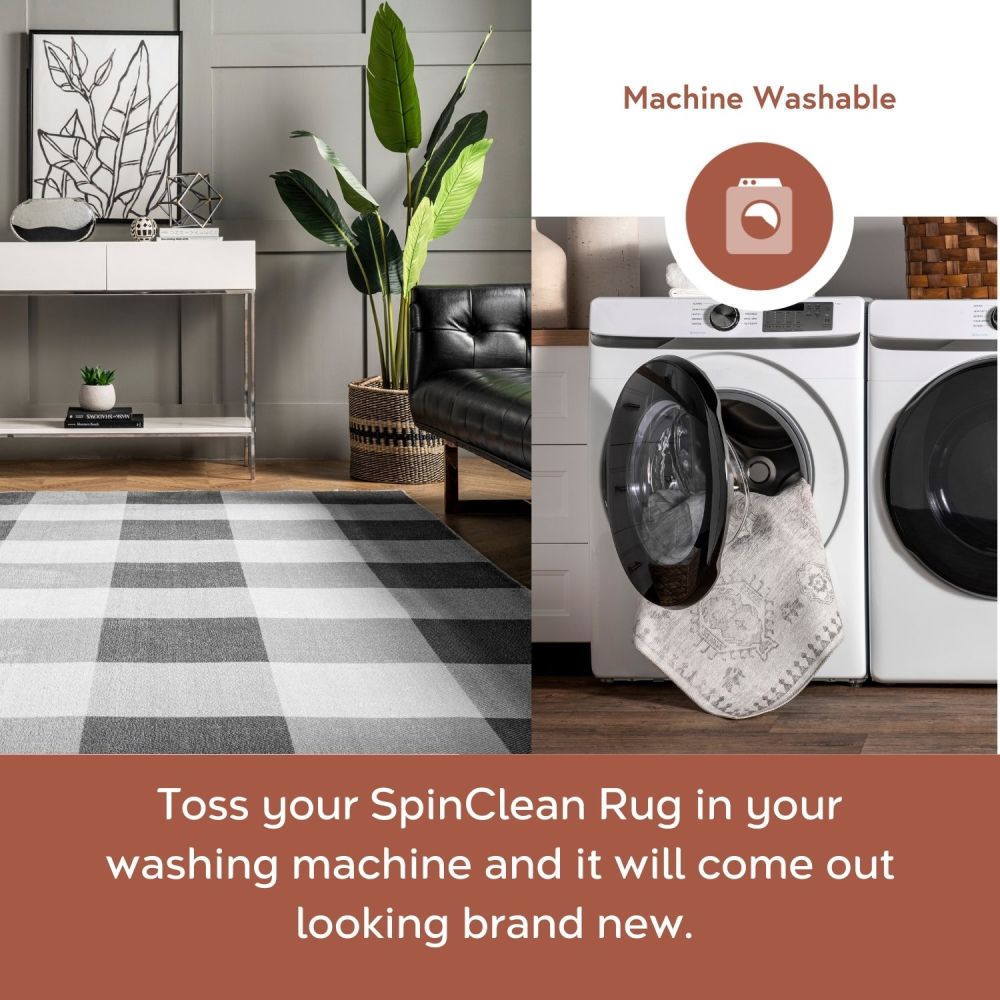 Gray Buffalo Plaid Washable Rectangular Area Rug