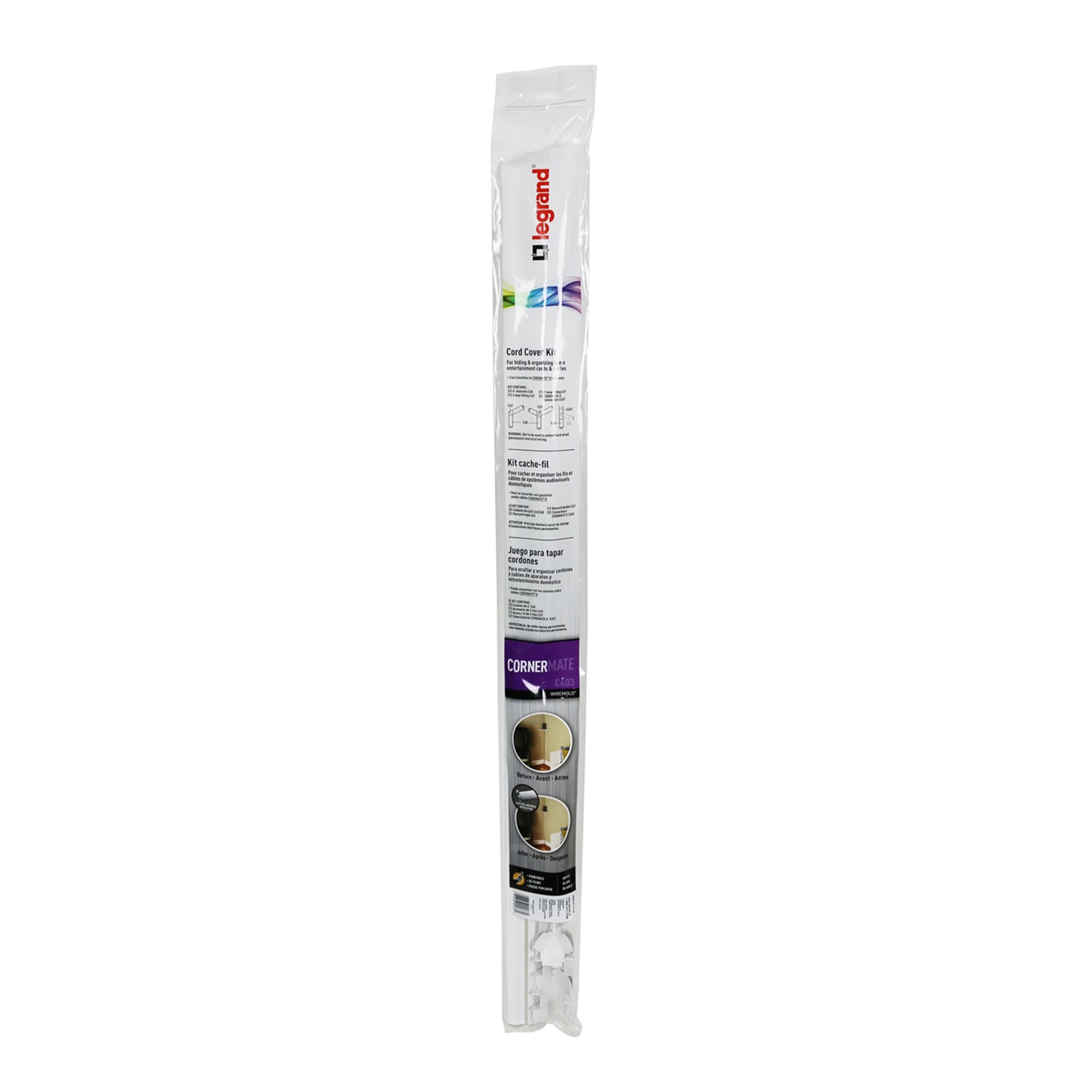 Legrand Wiremold CordMate 1-5/8-in x 0.56-in PVC Ivory Outside Elbow Cord  Cover in the Cord Covers & Organizers department at