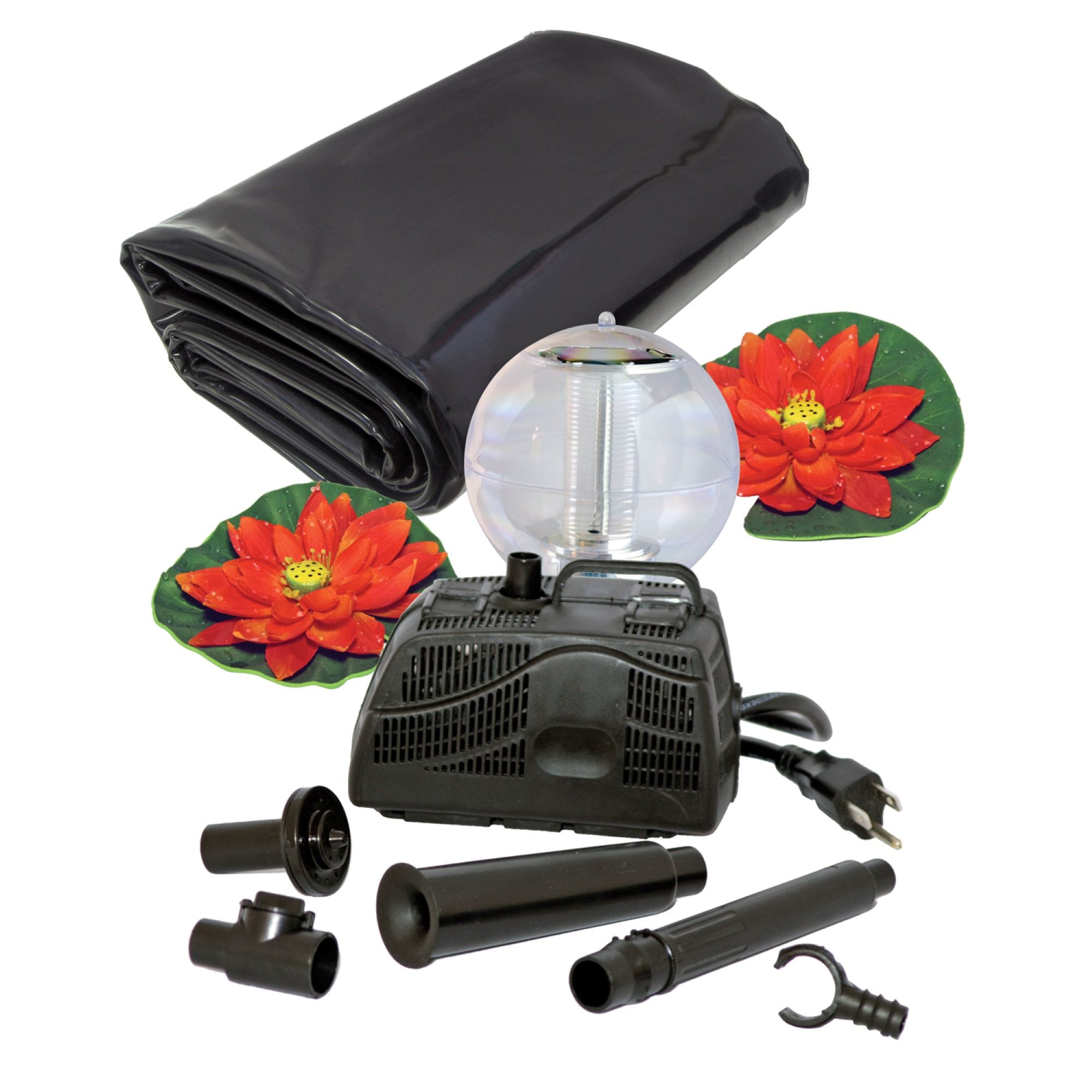 KoolScapes KSPK-270SL 270 Gallon Starter Pond Kit with Fountain, Liner 200 -GPH Submersible Corded Electric Pond Pump