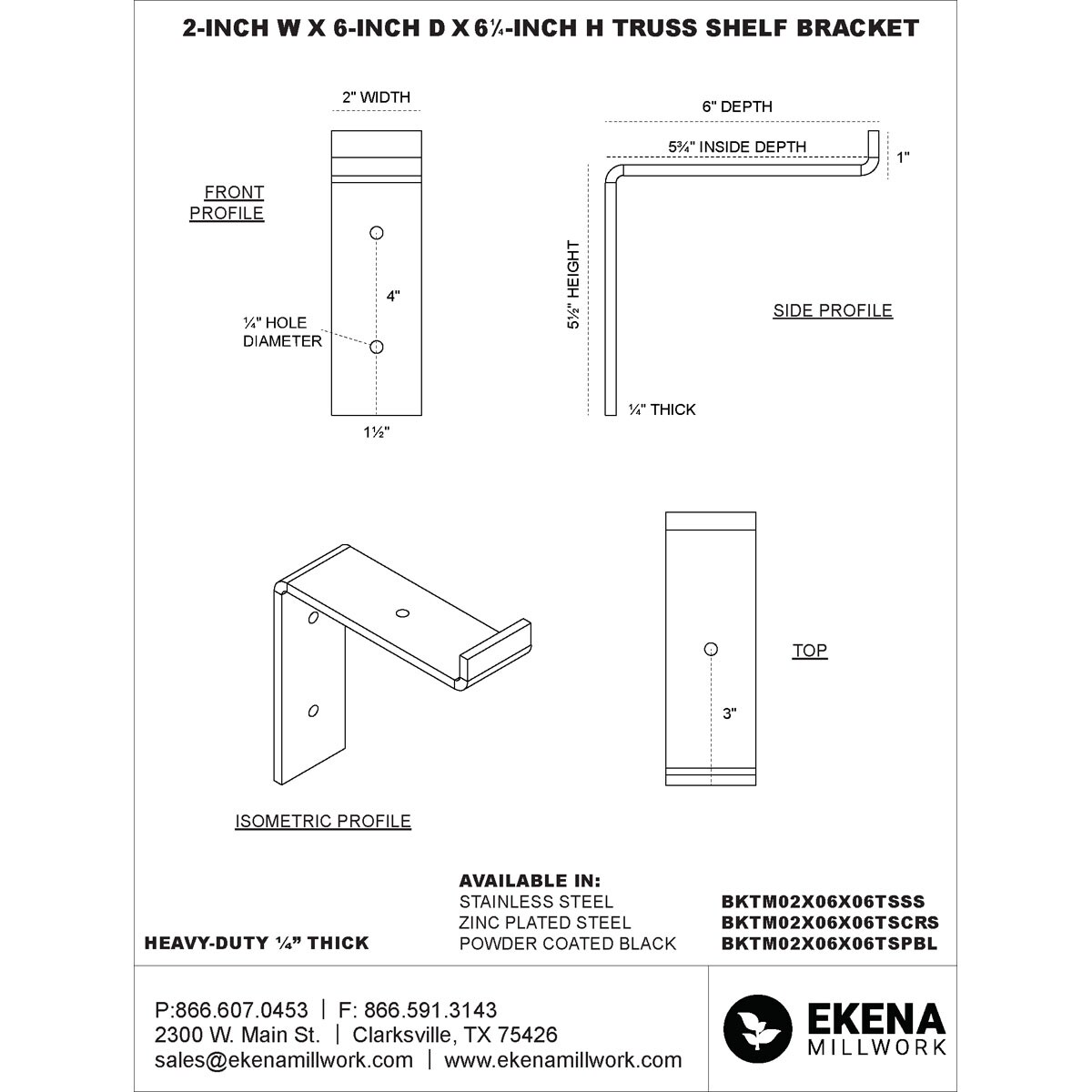 Ekena Millwork BKTM02X06X06TSASV Mending-Plates-Brackets-Braces - View #2