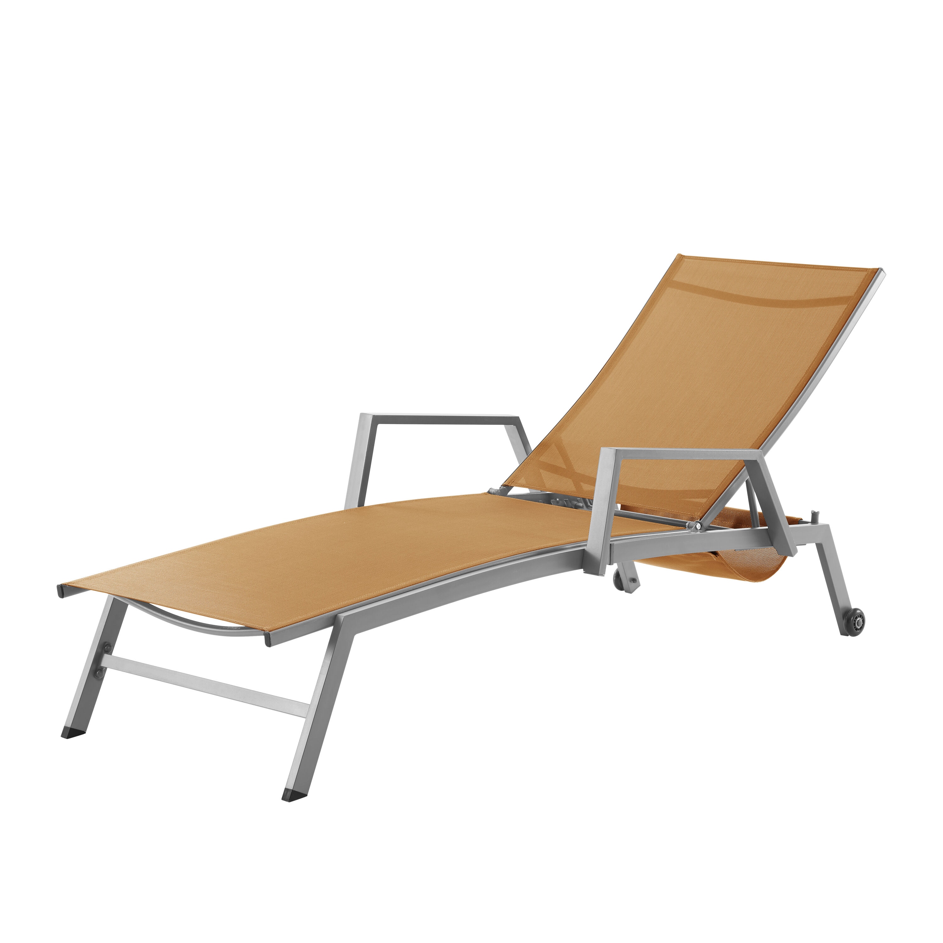 Octans SL2C00089 Larkspur Gray Steel Frame Stationary Chaise Lounge Chair with Orange Sling Seat