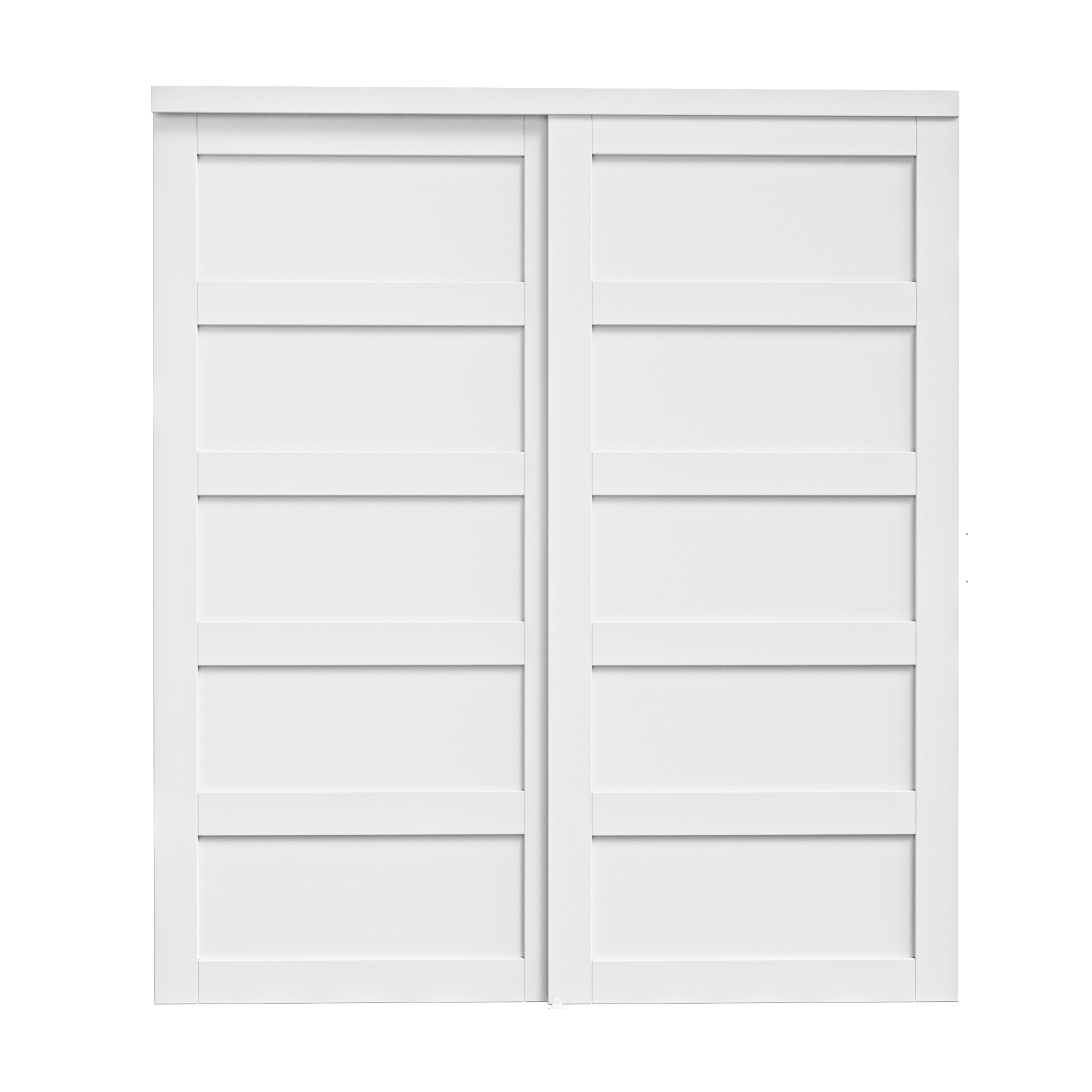 JUJUBON White 5-panel Smooth Solid Core Prefinished MDF Sliding Closet Doors (Hardware Included)