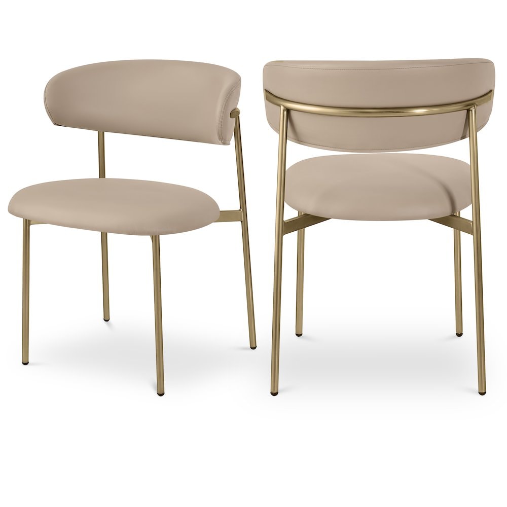 Meridian Lupita Taupe Vegan Leather Dining Chair Set of 2