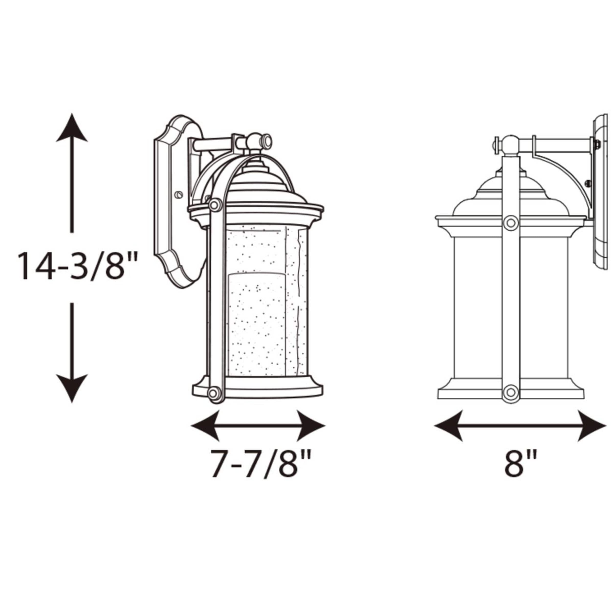 Whitacre Antique Bronze 14" LED Outdoor Wall Lantern with Seeded Glass