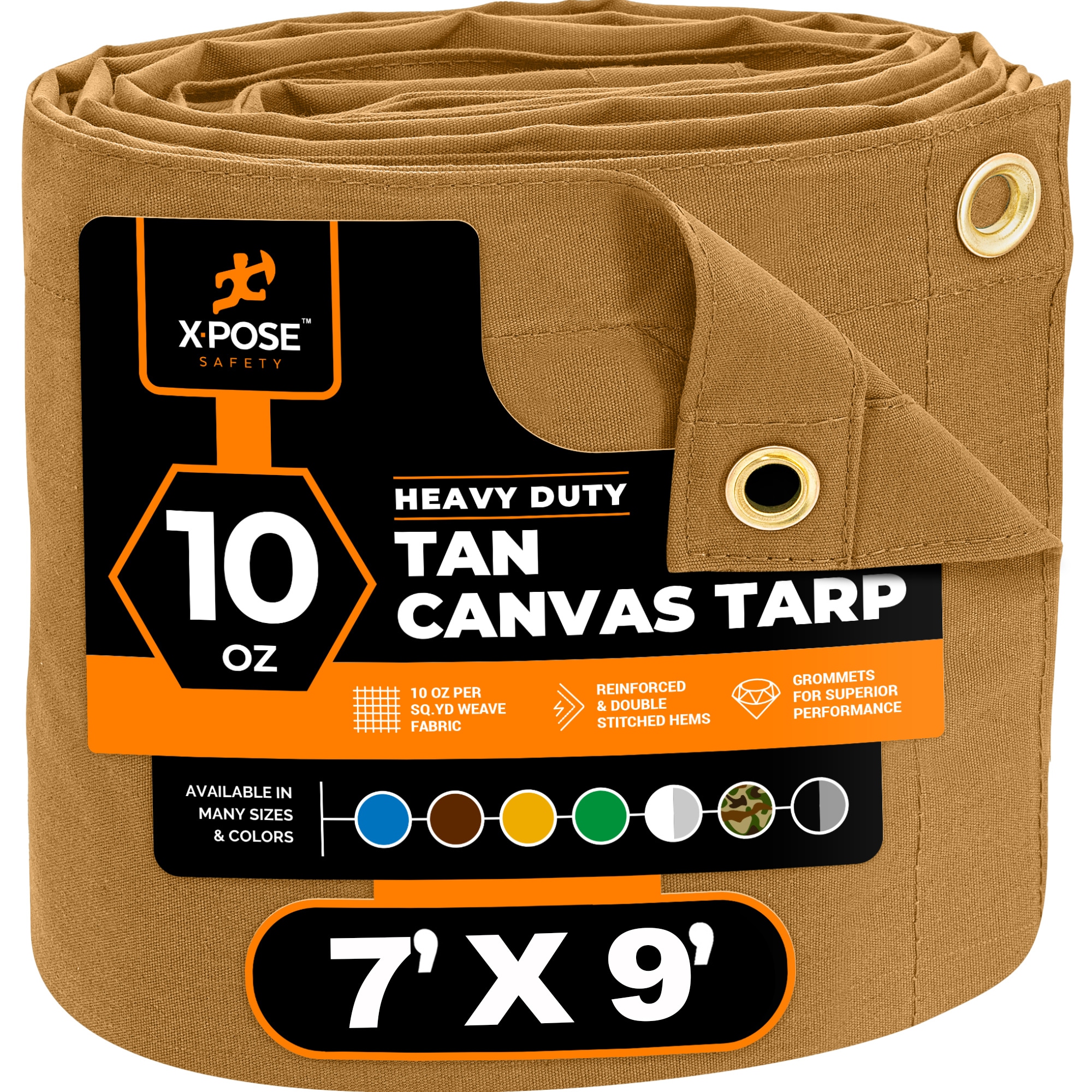 XPOSE SAFETY CTT10-79-X 7-ft x 9-ft Brown Commercial Canvas 14-mil Tarp