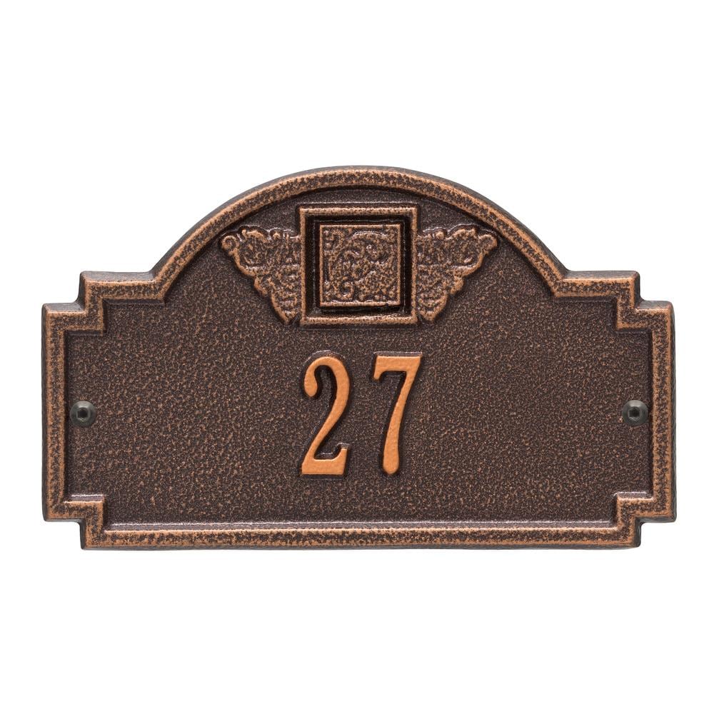Whitehall 5007AC 5-in H x 8-1/4-in W Antique copper Aluminum Address plaque