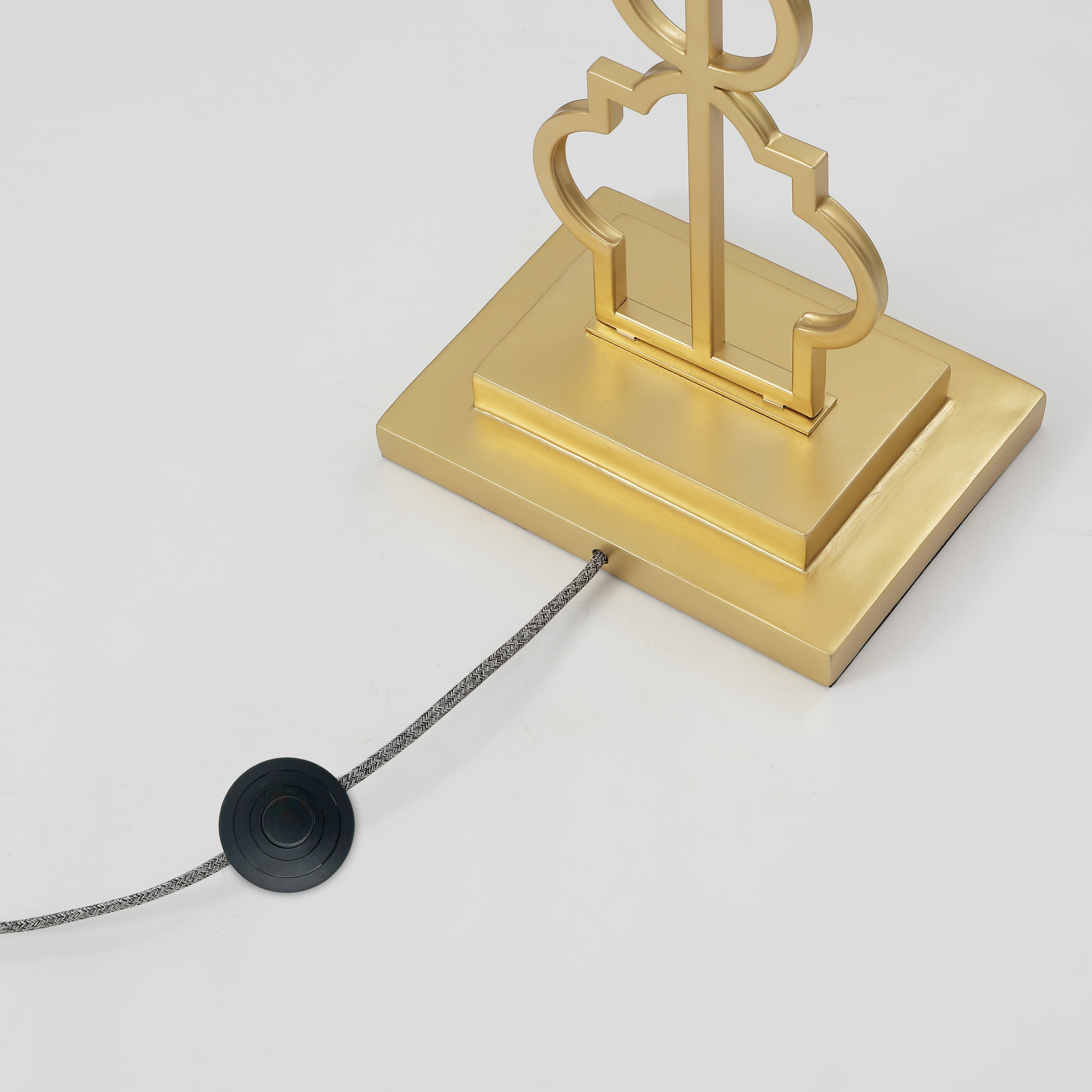 Selina 64.5" Gold Metal LED Floor Lamp with White Linen Shade