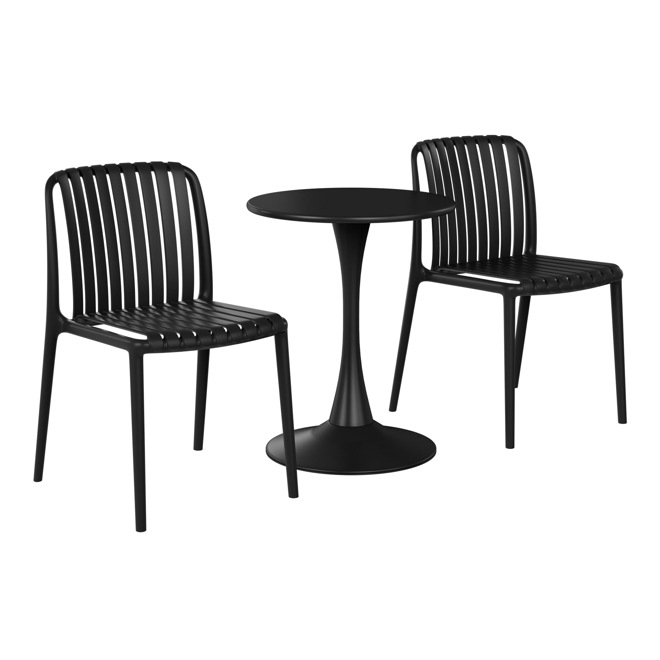 Costaelm -  Sunshine 3 Piece Outdoor Metal Dining Table Set And Stackable Resin Patio Chairs