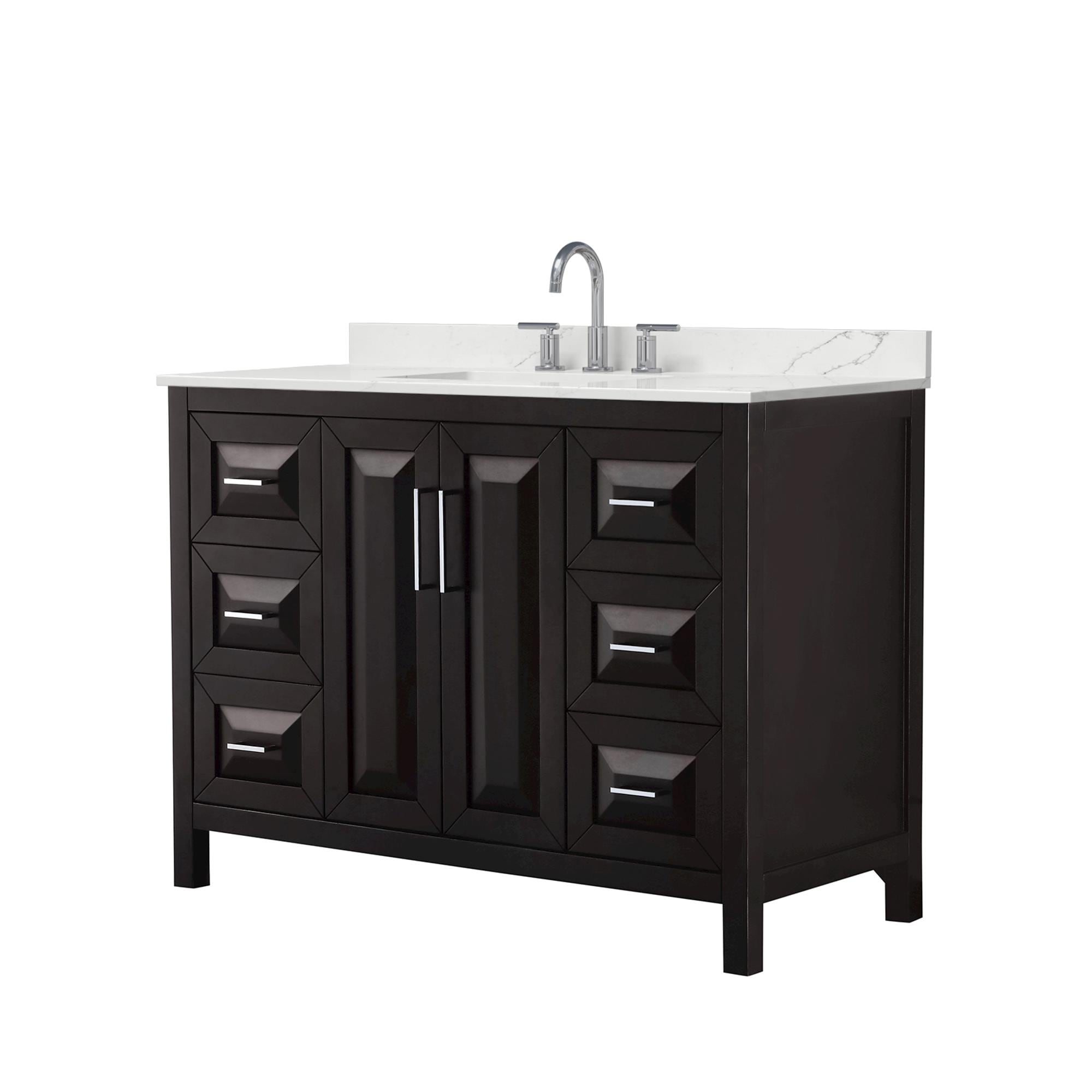 Wyndham Collection WCV252548SDEGTUS3MXX Daria 48-in Dark Espresso with Polished Chrome Trim Undermount Single Sink Bathroom Vanity with Giotto Quartz Quartz Top