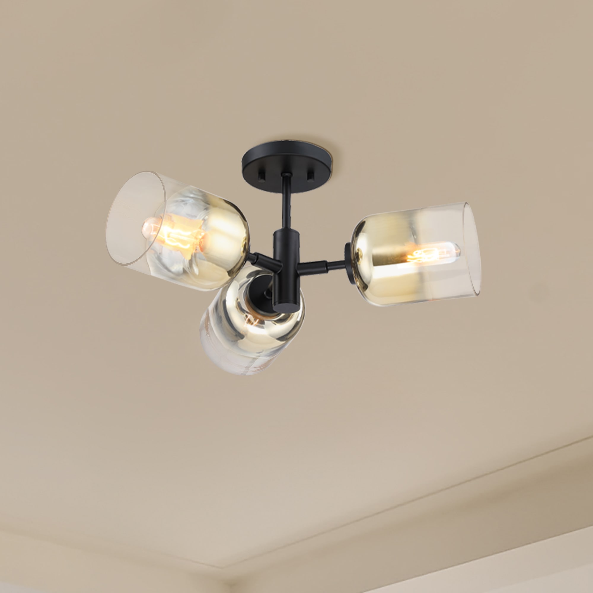 Designers Fountain D306M-3SF-MB Gatsby 3 -Light 20.5-in Matte Black Semi Flush Mount Light