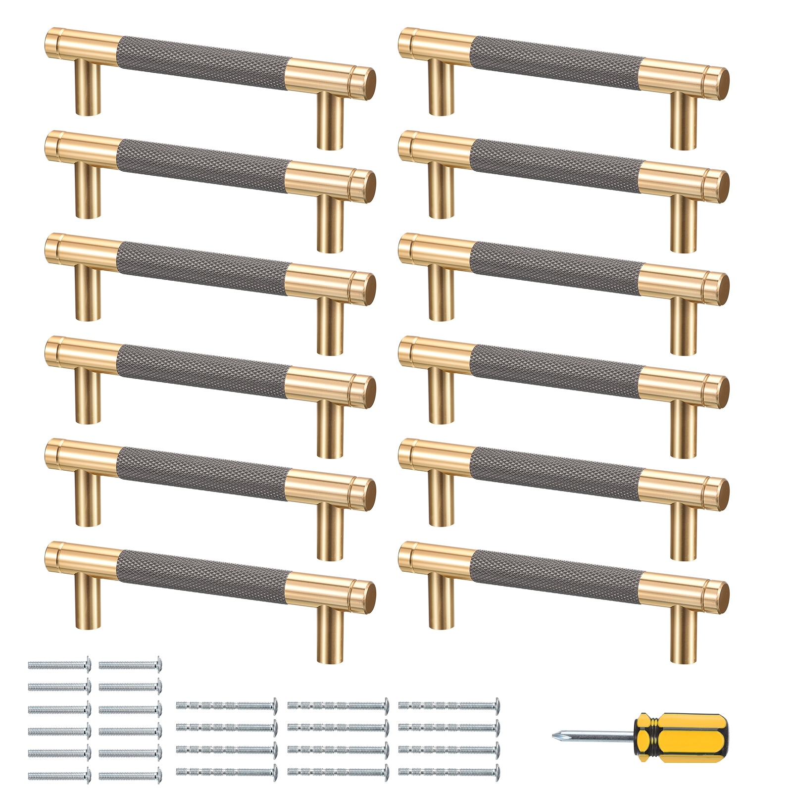 Unique Bargains - 12 Pack Cabinet Handles Knurled Cabinet Pull Aluminum Alloy Dresser Pulls Hardw...