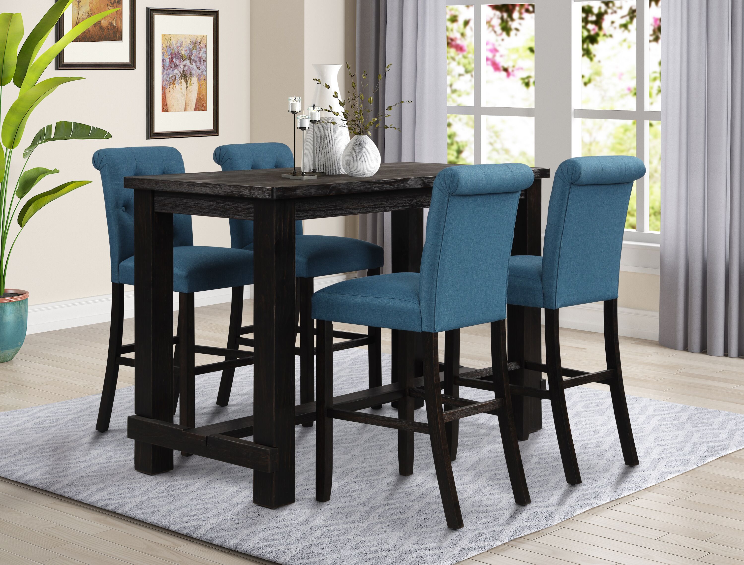 Roundhill Furniture PT186BK-PC362BUX2 Dining-Sets - View #2