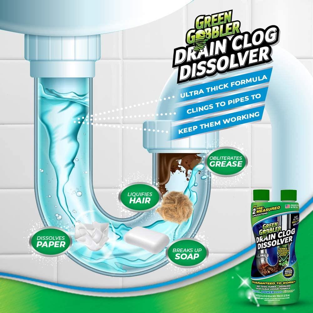  Green Gobbler Liquid Hair Drain Clog Remover & Cleaner