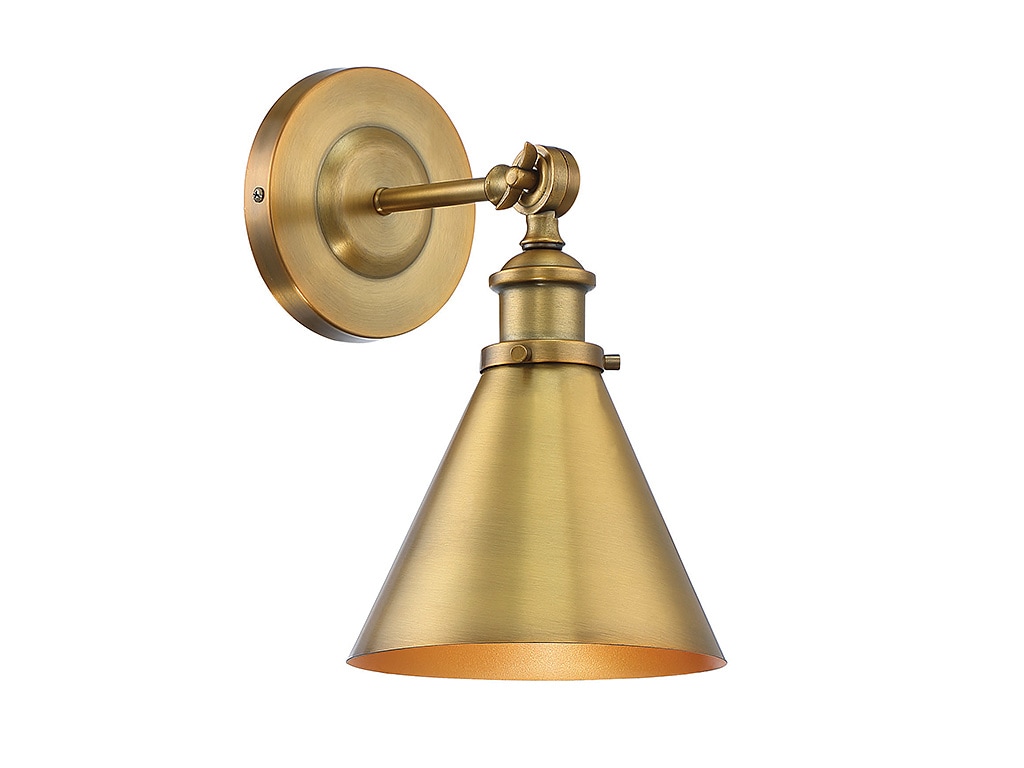 Savoy House Essentials 9-0901-1-322 Glenn 7-in W 1 -Light Brushed Brass Vintage Wall Sconce