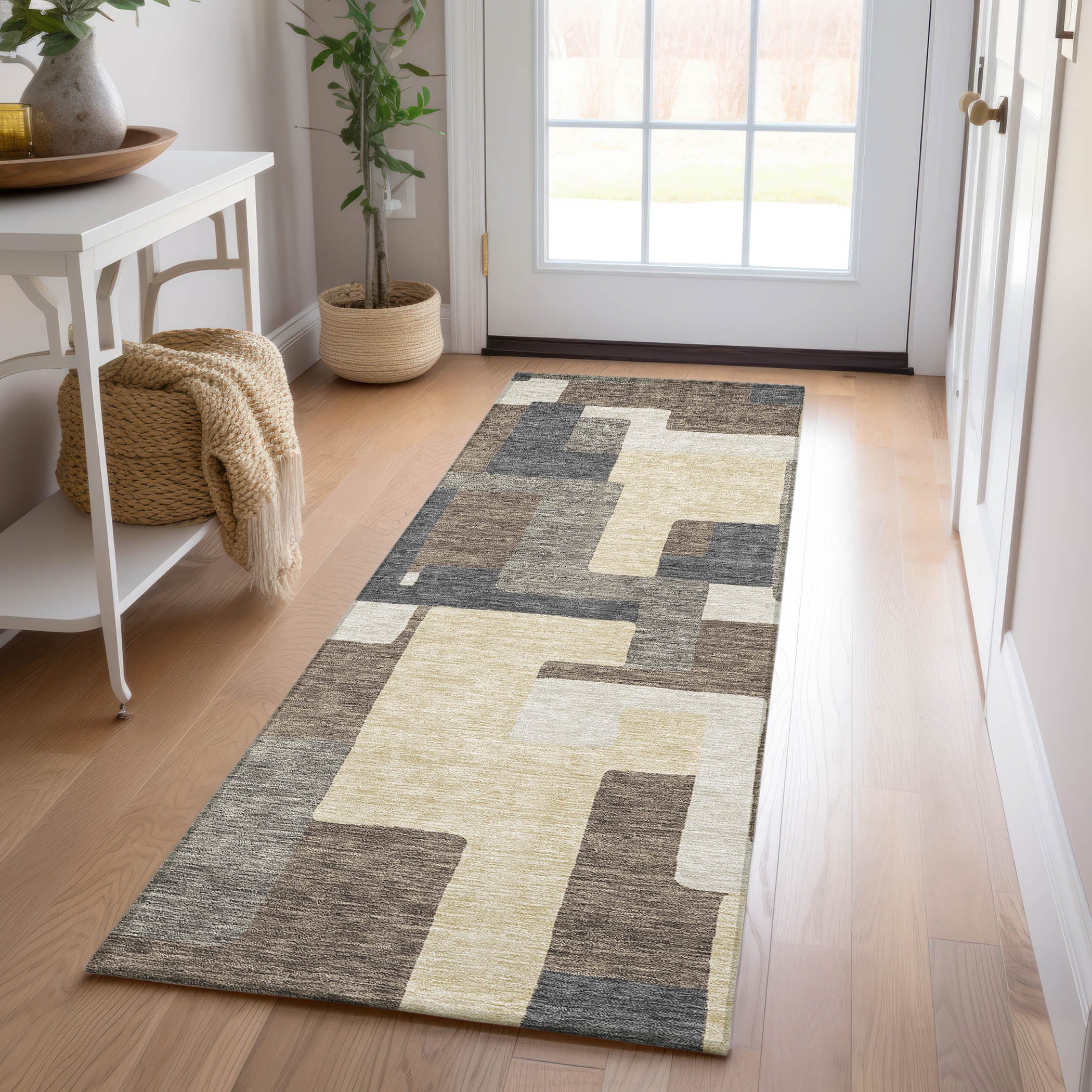 Addison Rugs ACN740CH2X8 Chantille ACN740CH 2 x 7 (ft) Polyester Chocolate Rectangular Indoor/Outdoor Geometric Machine washable Area rug