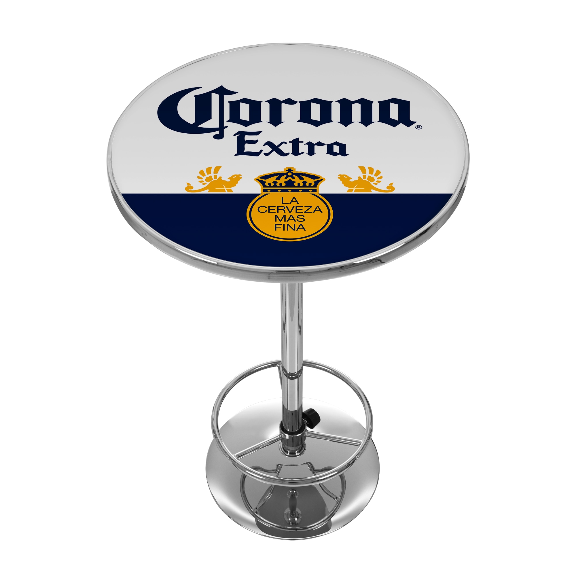 Trademark Gameroom CRN2000-LBL Pub Tables White and Blue Round Traditional Bar Table, Composite with Metal Pedestal Base 27.375-in L x 42-in H