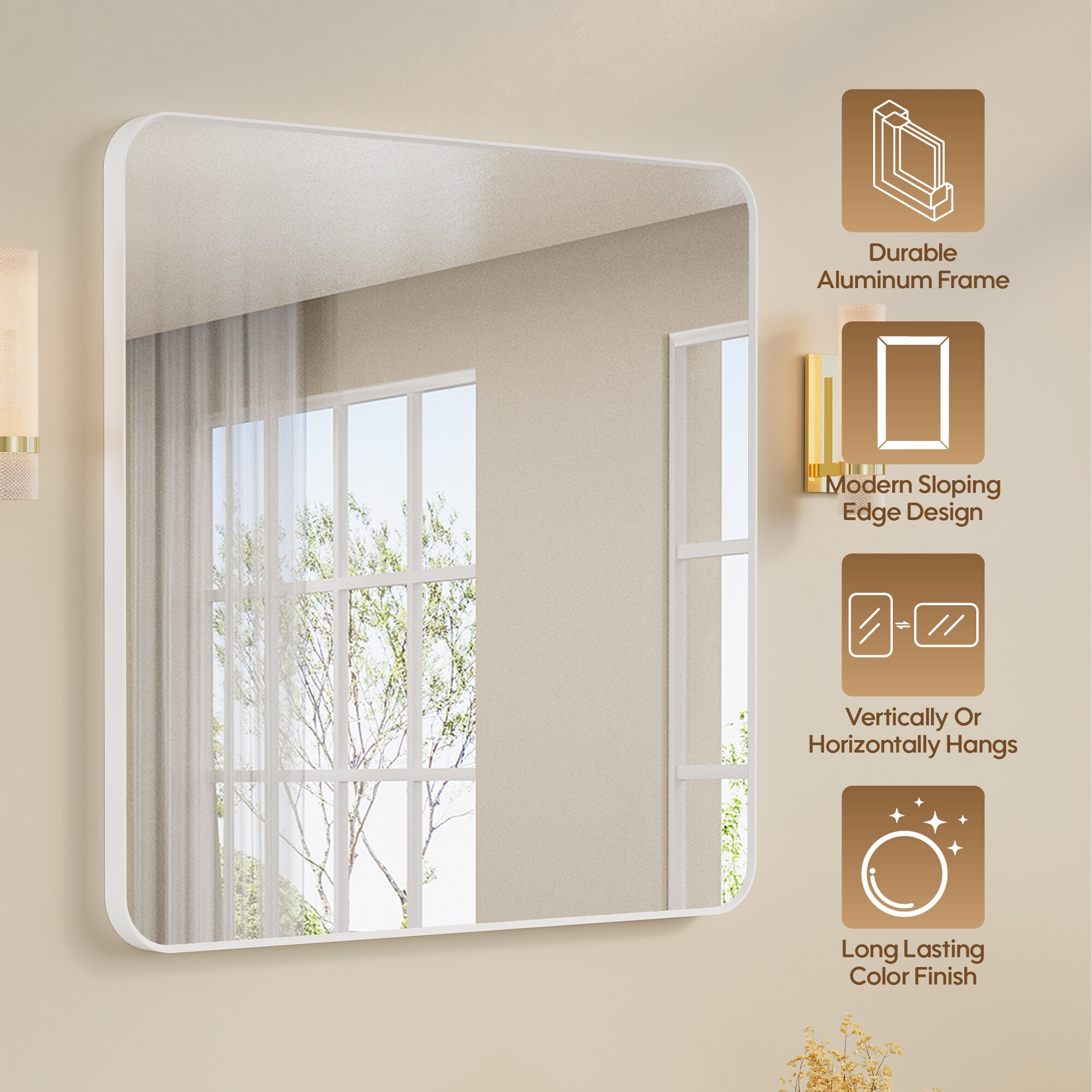WELLFOR F1MR3636WT Framed-Bath-Mirrors - View #3