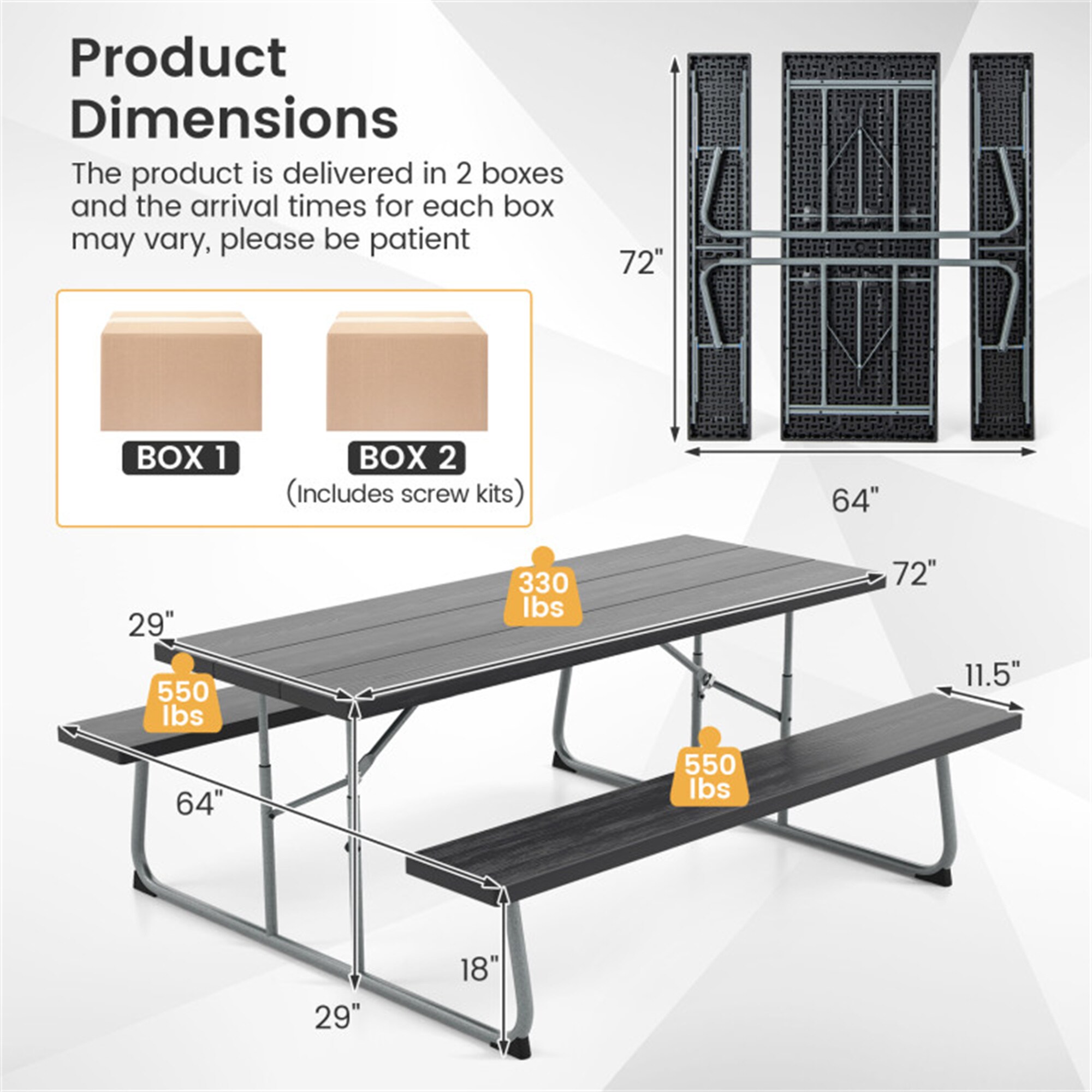 BABOOM BOM-1267BK+-CO Picnic-Tables - View #3