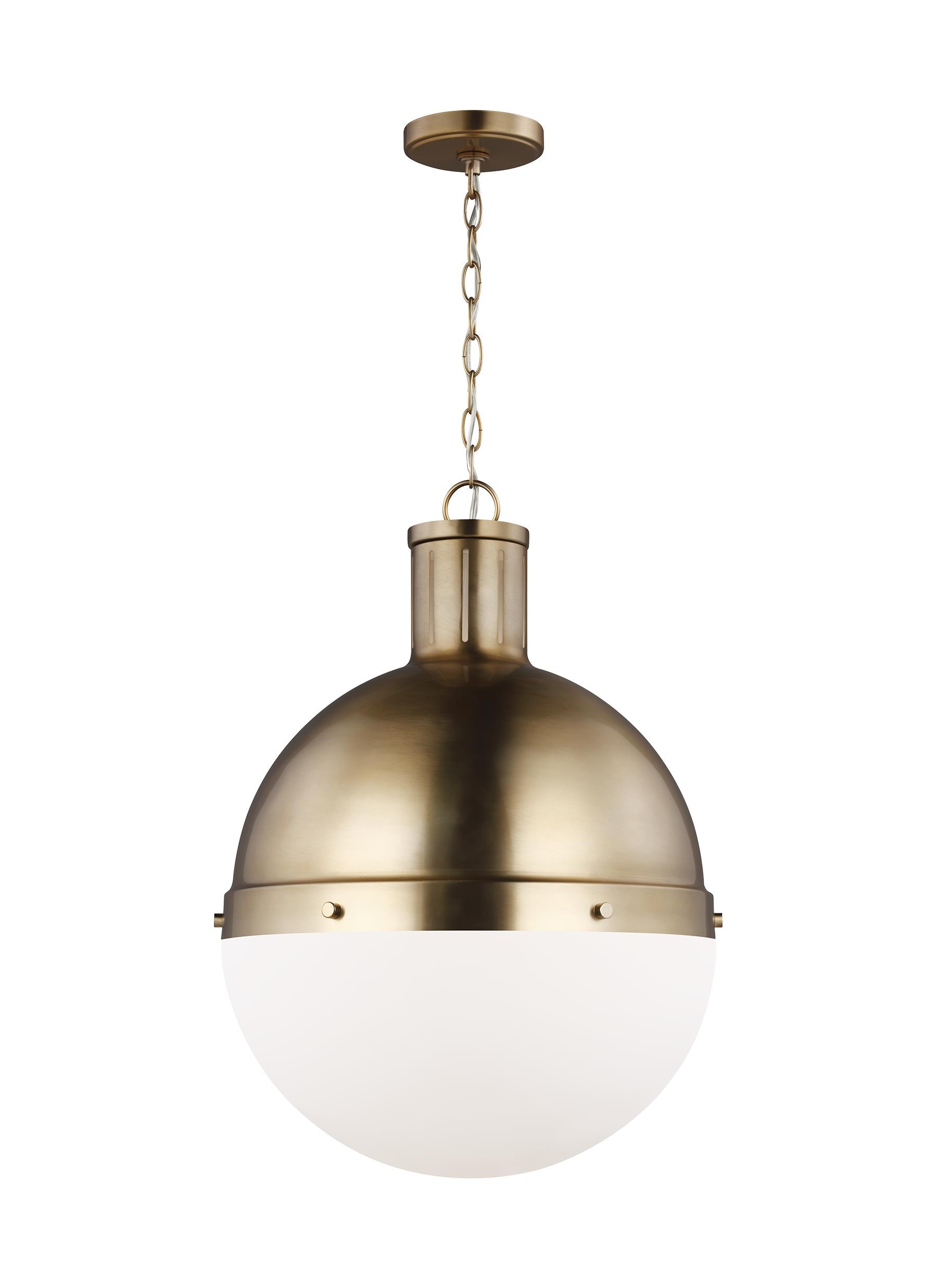 Hanks Satin Brass Globe Pendant with Smooth White Glass Shade