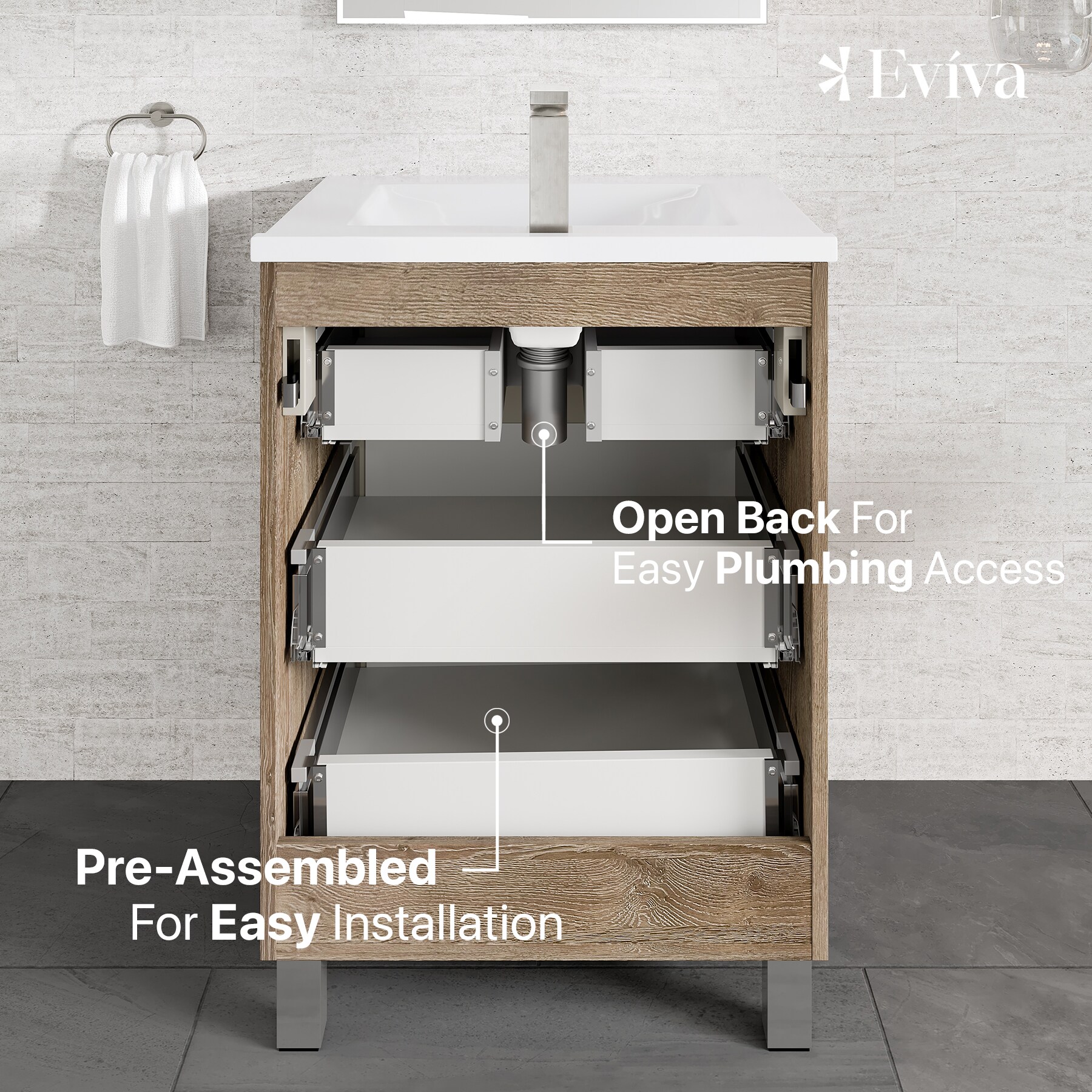 Eviva EVVN566-24WH/BG Bath-Vanity-Combo - View #9