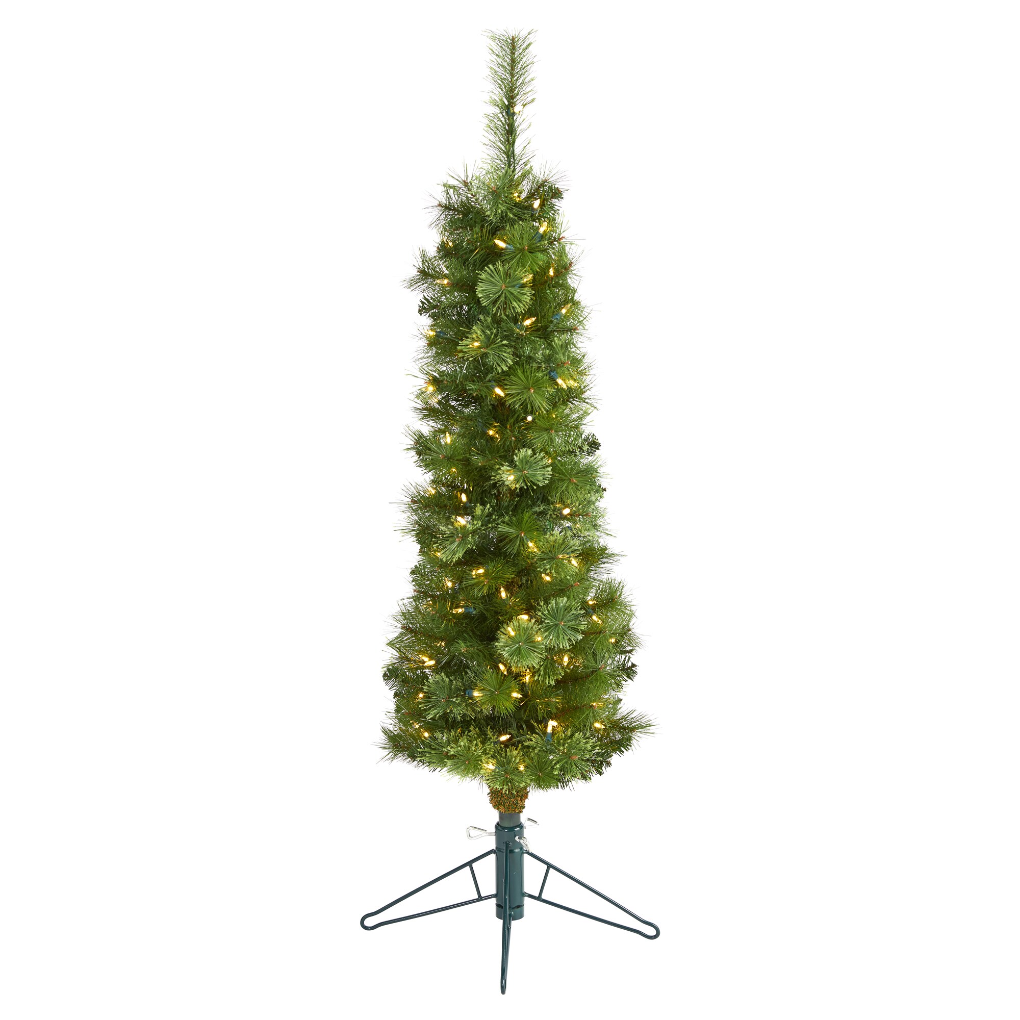 Nearly Natural T1573 4-ft Pine Pre-lit Pencil Artificial Christmas Tree with White LED Lights