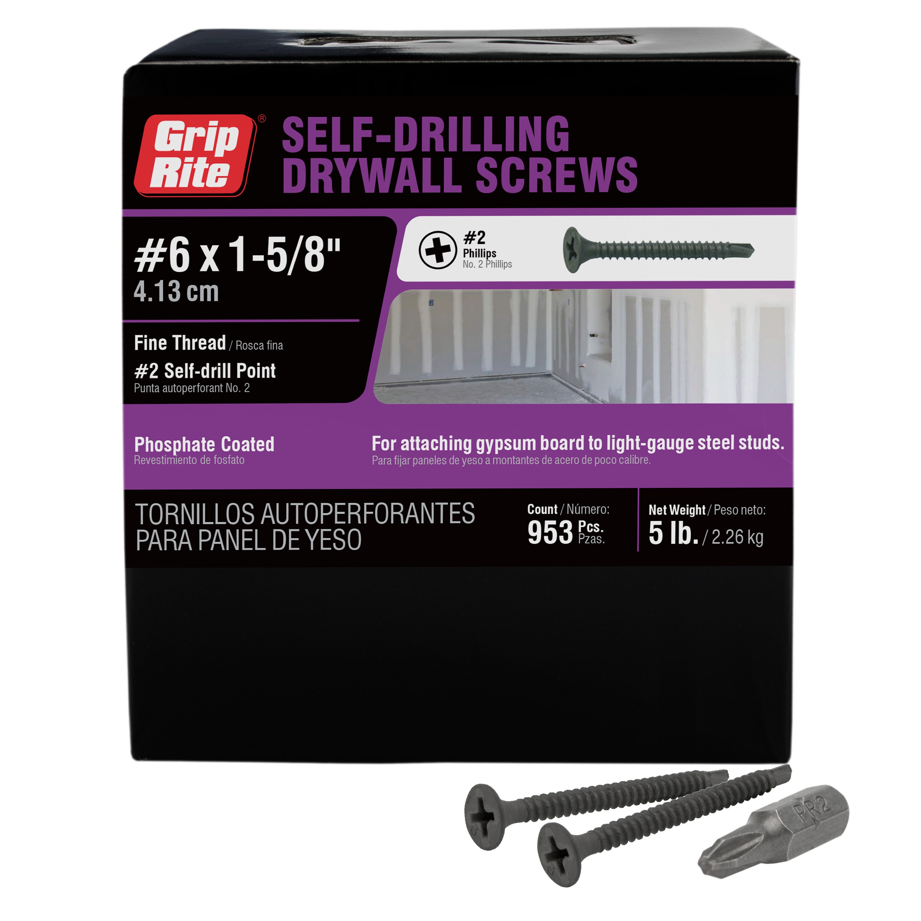 Grip-Rite #6 x 1-5/8-in Bugle Fine Thread Drywall Screws 5-lb (953-Pack) in  the Drywall Screws department at