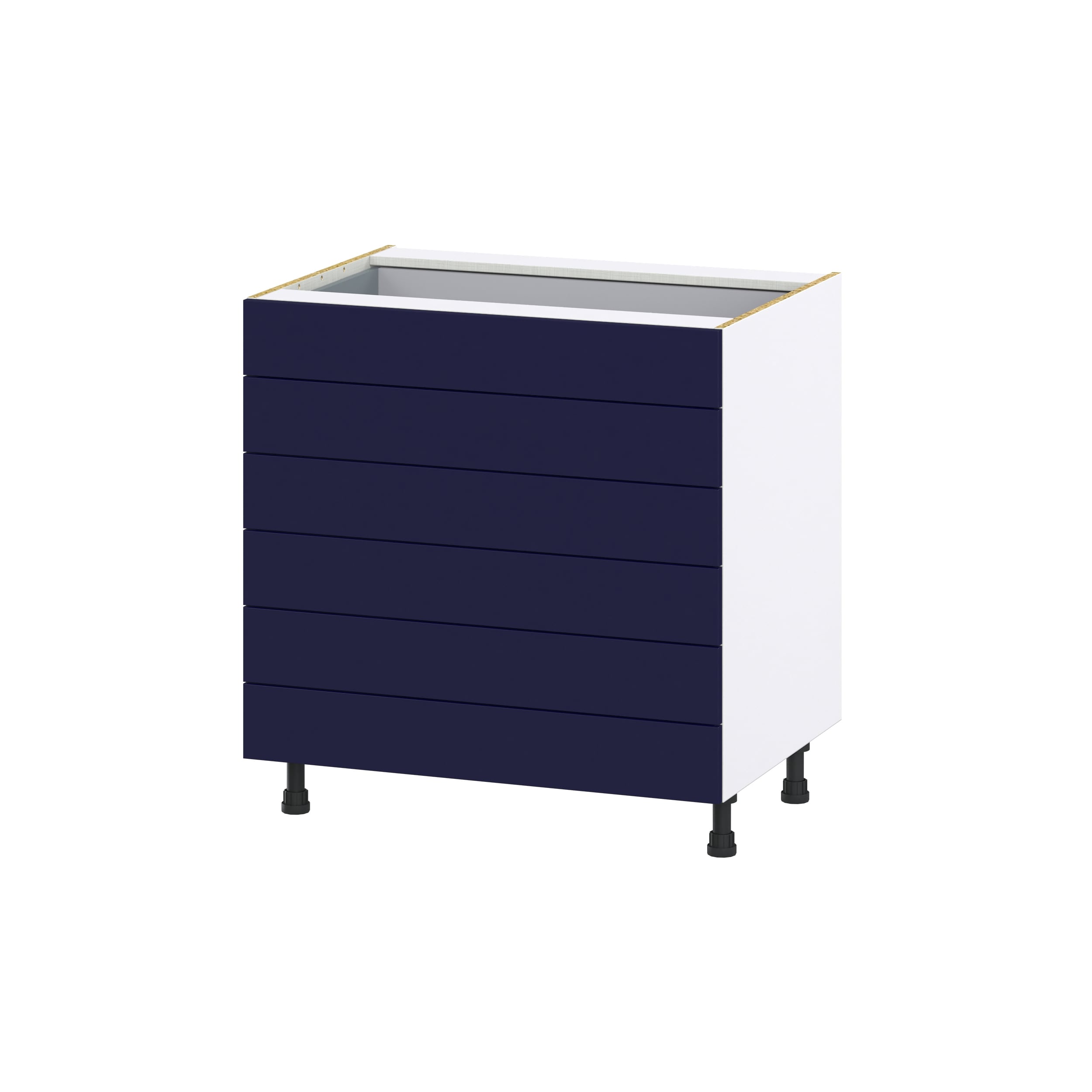 Hugo&Borg Lorette 33-in W x 34.5-in H x 24-in D Navy Blue 6-Drawer Base Fully Assembled Cabinet (Recessed Panel Style)