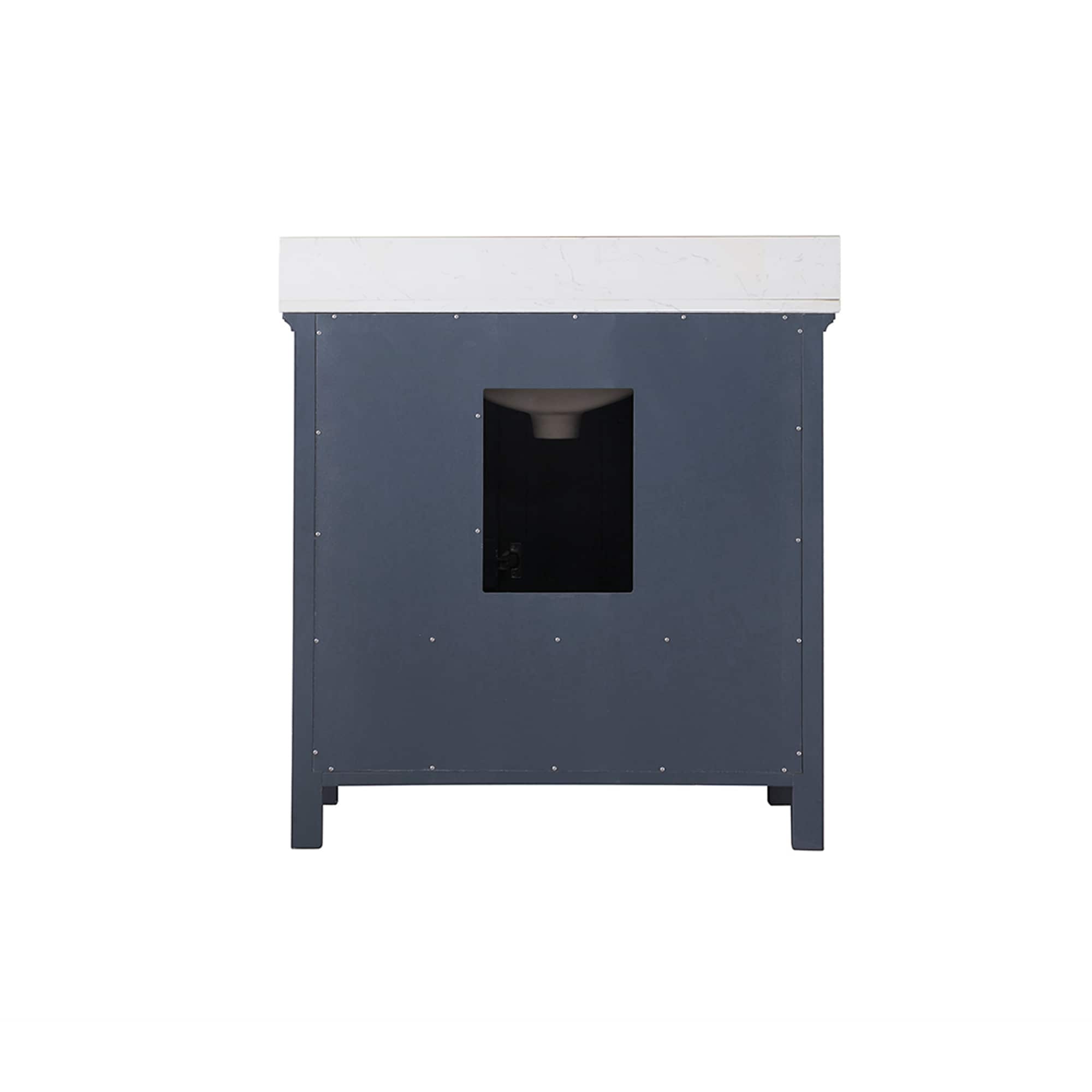Isla 30" Classic Blue Single Vanity with White Marble Countertop