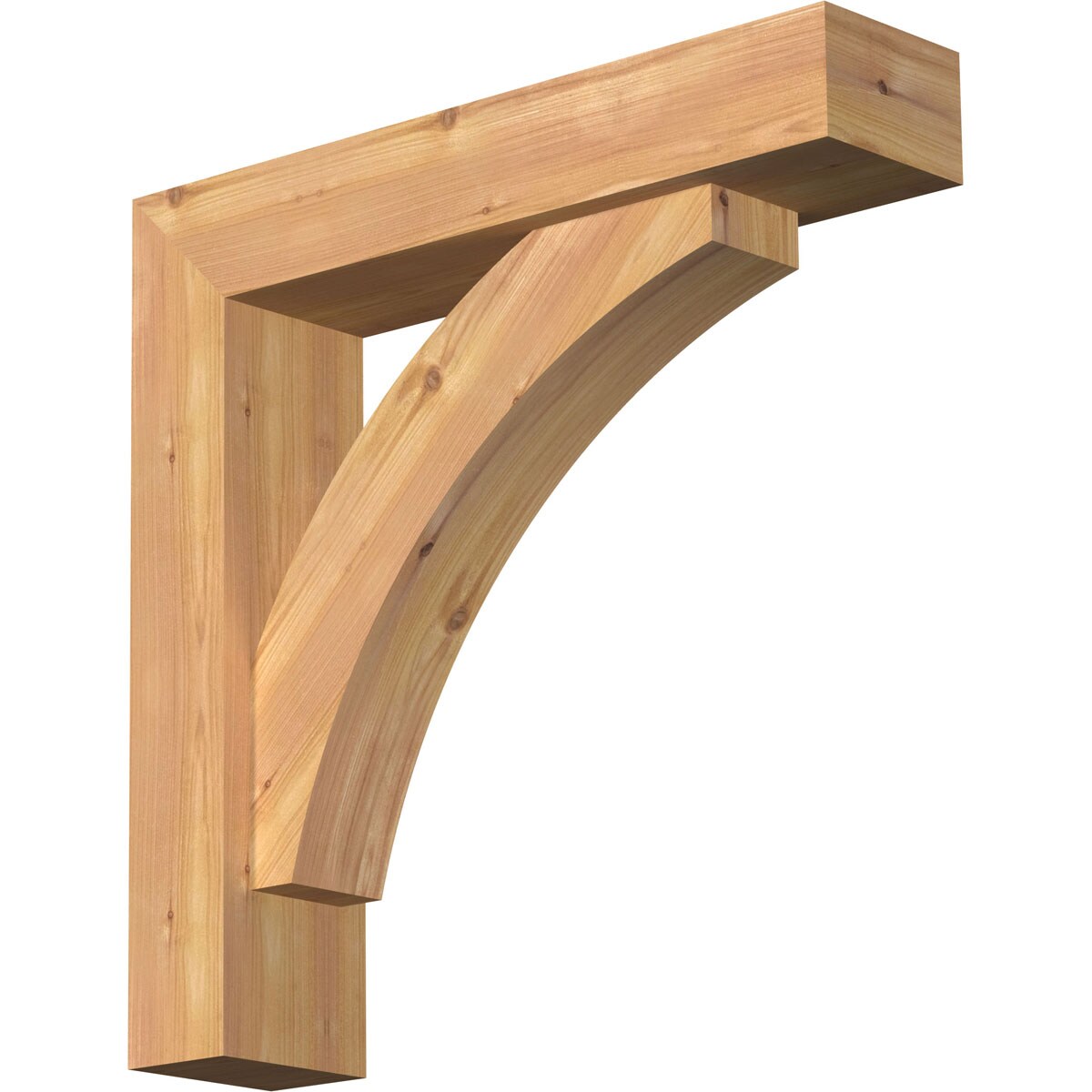 Ekena Millwork 1463945 Thorton Block Smooth Bracket with Offset Brace Western Red Cedar Wood Standard Bracket