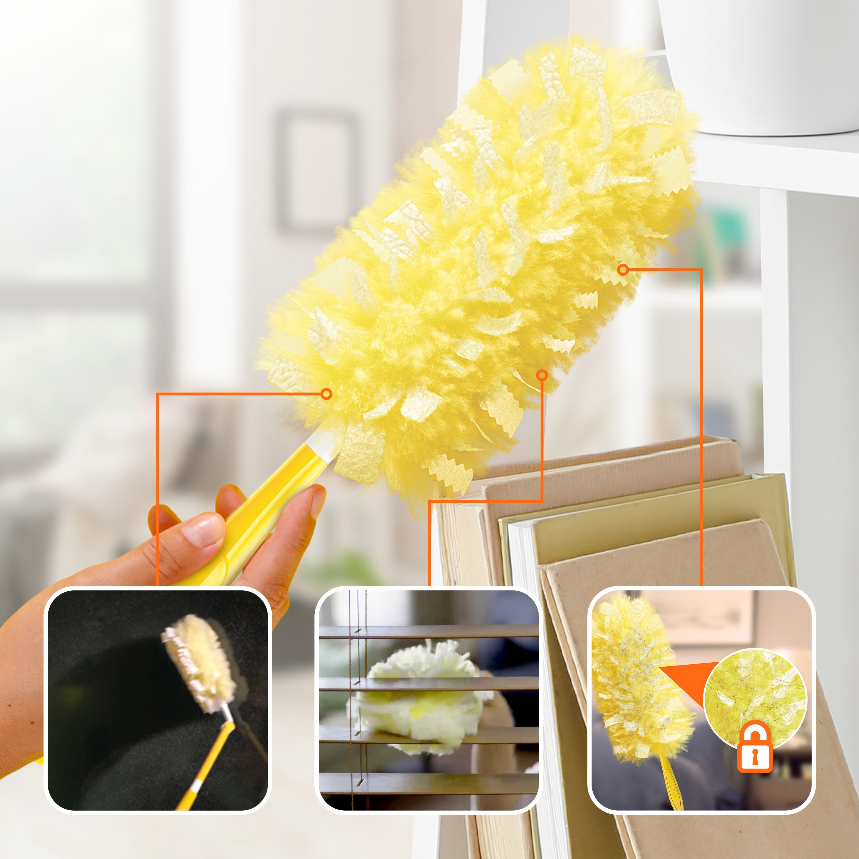 Swiffer Heavy Duty 6ft Extendable Yellow Microfiber Duster Kit