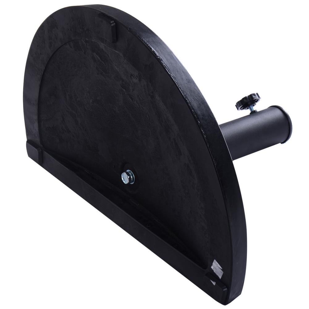 Black Ornate Concrete Half Round Umbrella Base, 20 Inch