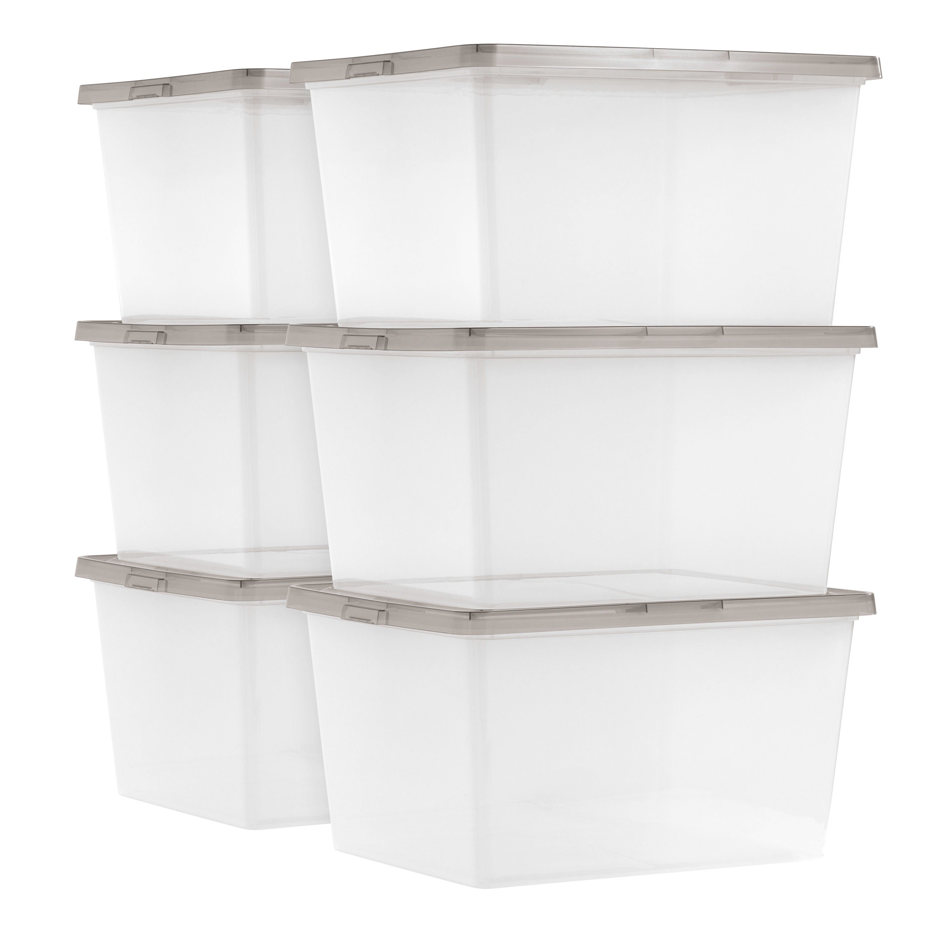 IRIS USA 4 Pack 24.5qt Plastic Storage Bin Tote Organizing  Container with Latching Lid,Clear