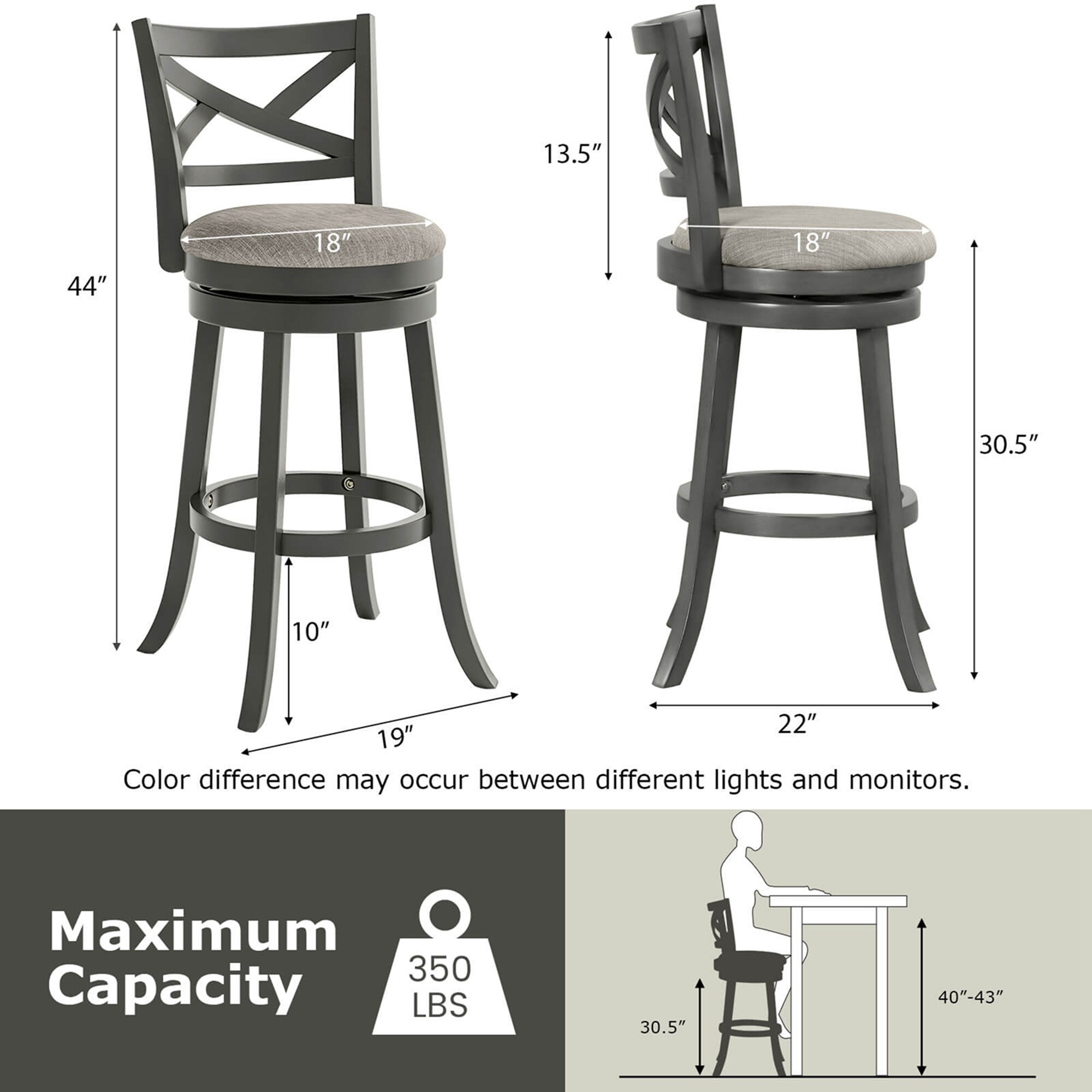 Costway HCST02095 stools - View #2