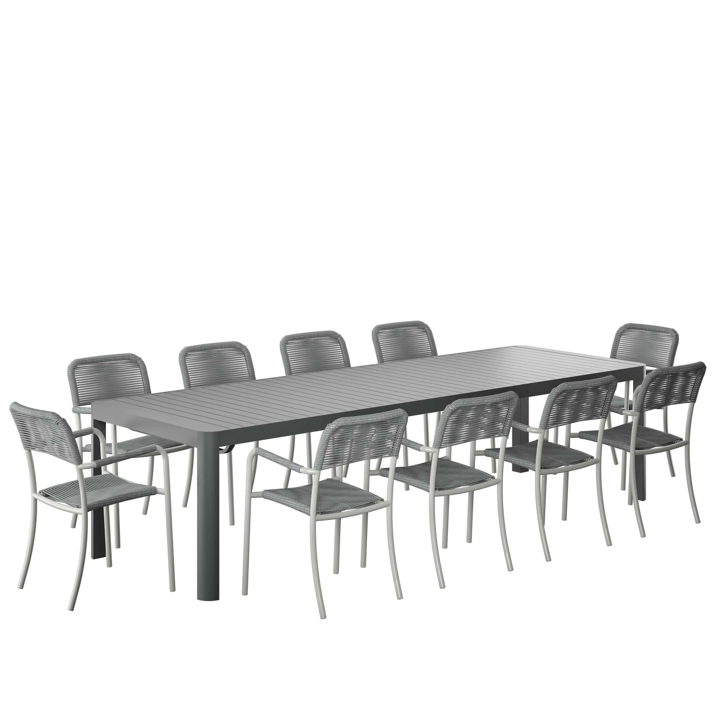 Amazonia Urban Elements Palawan Patio Dining Set for 10 – Perfect for Family and Friends - Modern and Stylish Dining Table with Chairs #CALEXTGR-10PORTGR