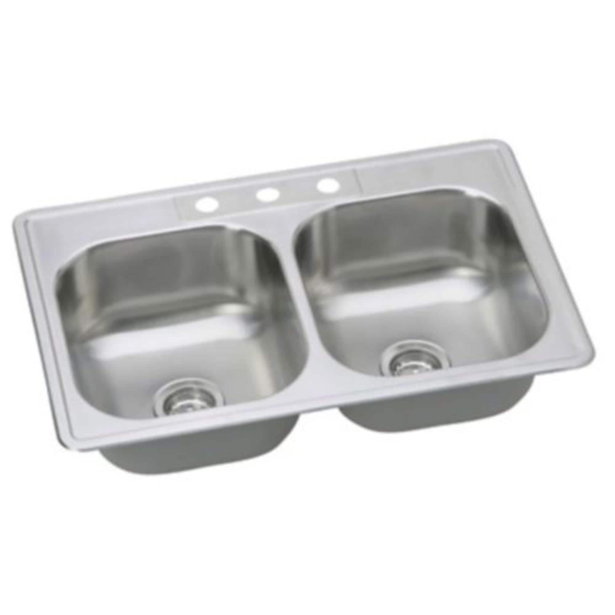 33'' Stainless Steel Double Bowl Drop-In Kitchen Sink
