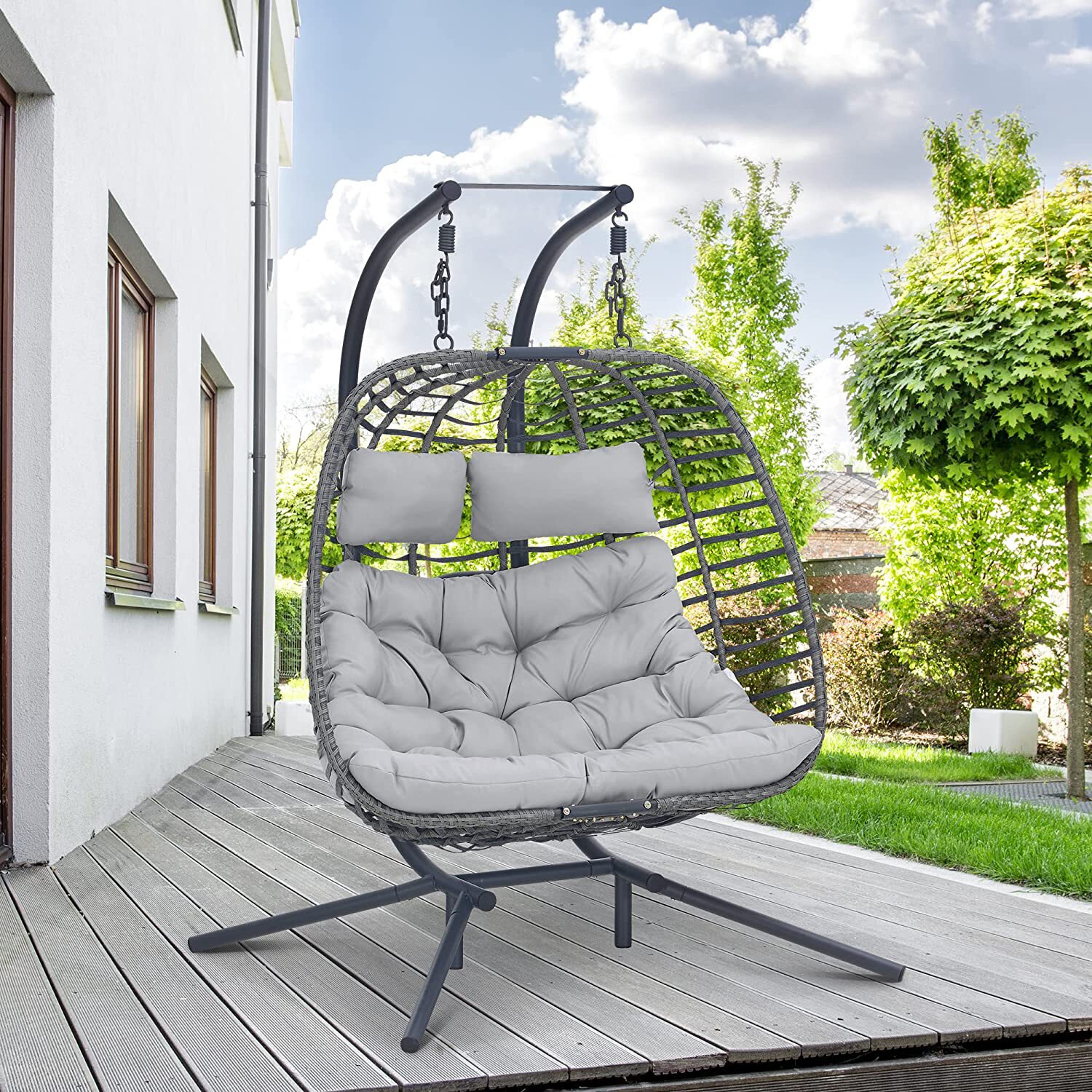 Nestfair 2-person Black Steel Outdoor Swing in the Porch Swings ...