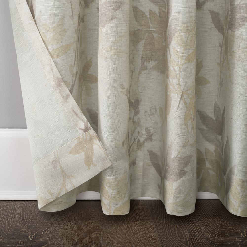 Blush Floral Linen Blend Light-Filtering Rod Pocket Drapes