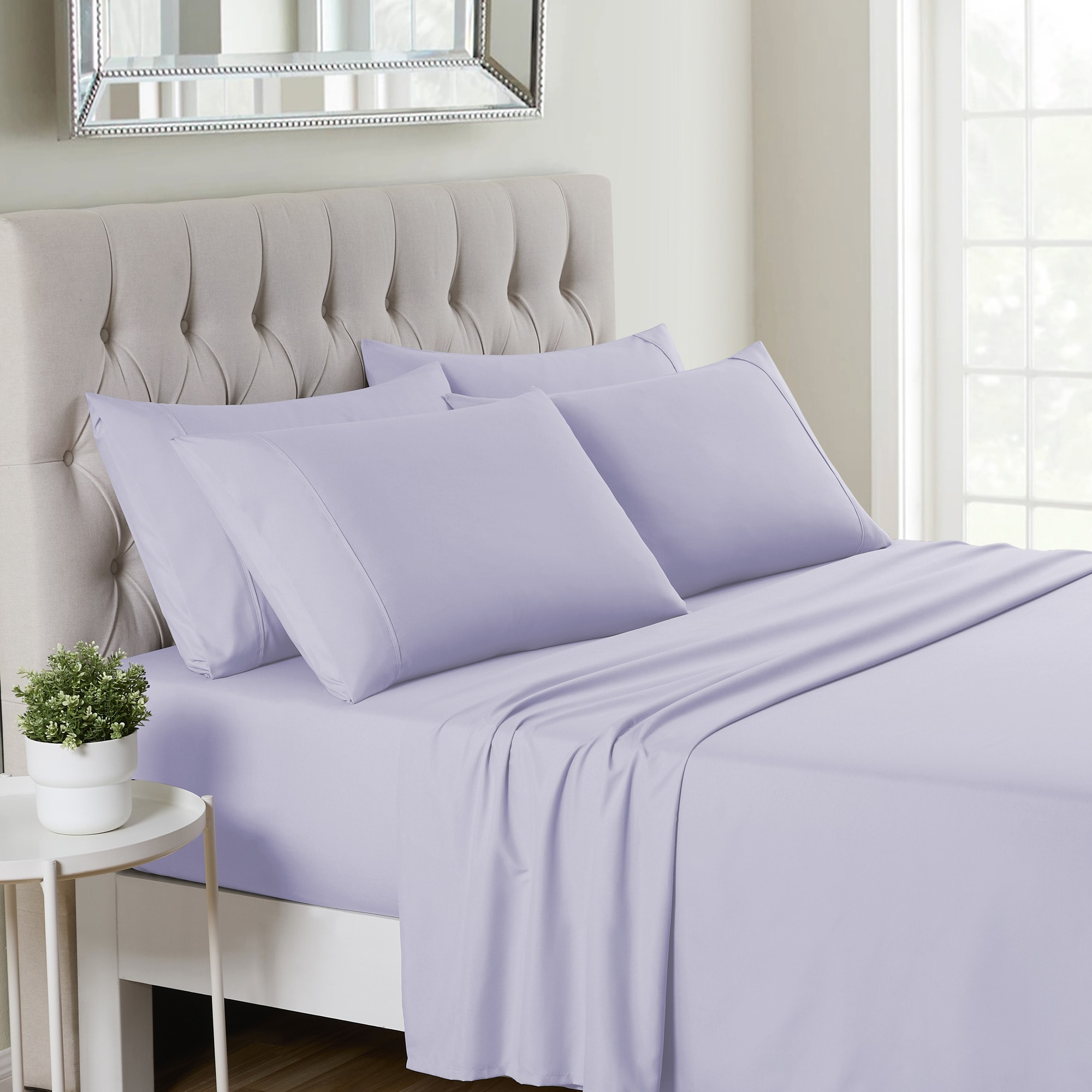 Sweet Home Collection LOW-6P-SH-QN-LIL Deluxe Microfiber Sheet Set with Bonus Pillowcases Ultra Soft 1500 Series Queen