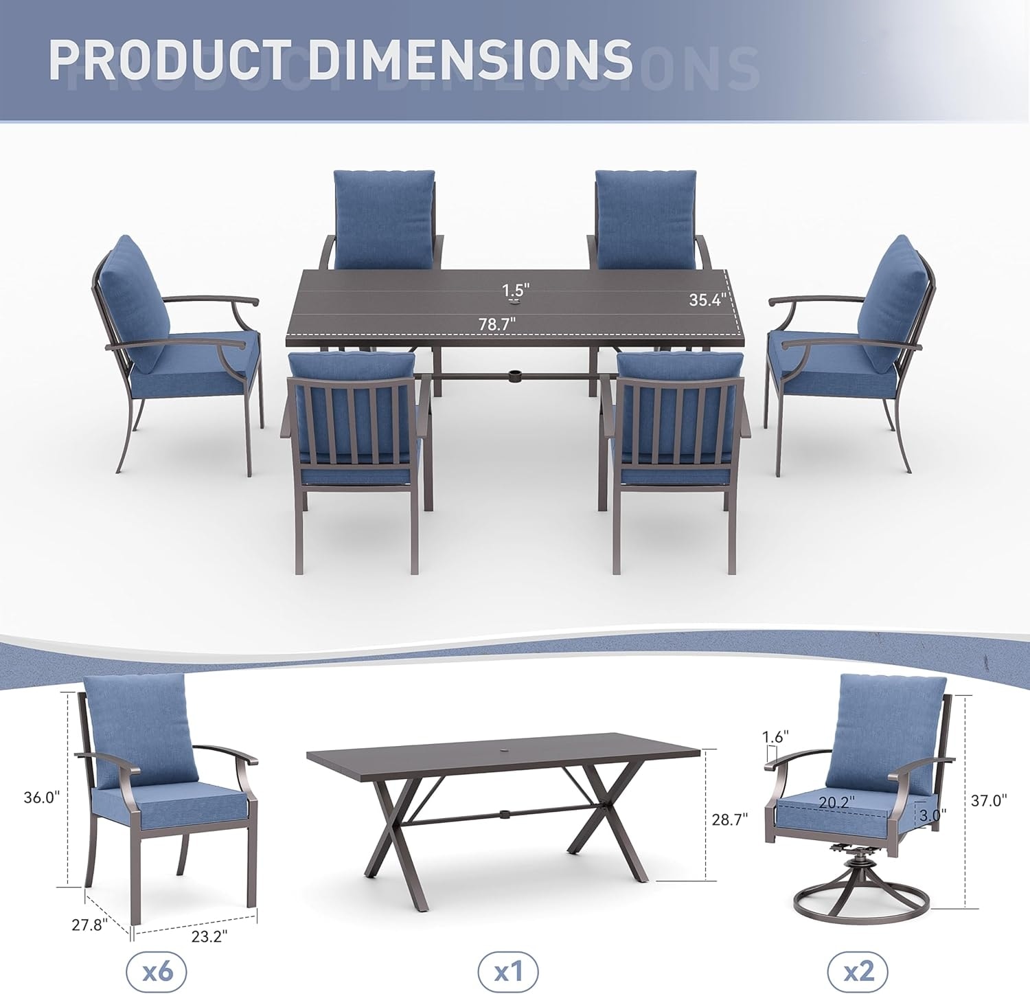 ALAULM LS-6DM-NAVY Patio-Dining-Sets - View #2